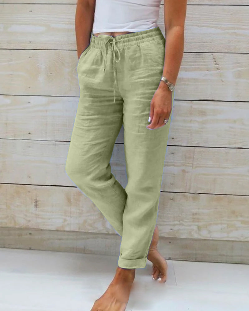 Laurent Atelier™ | Luxe Cotton-Linen Tailored Trousers