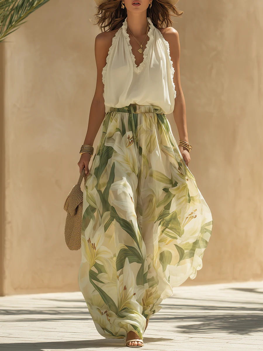 Clara | Halter Top and Printed Skirt Set