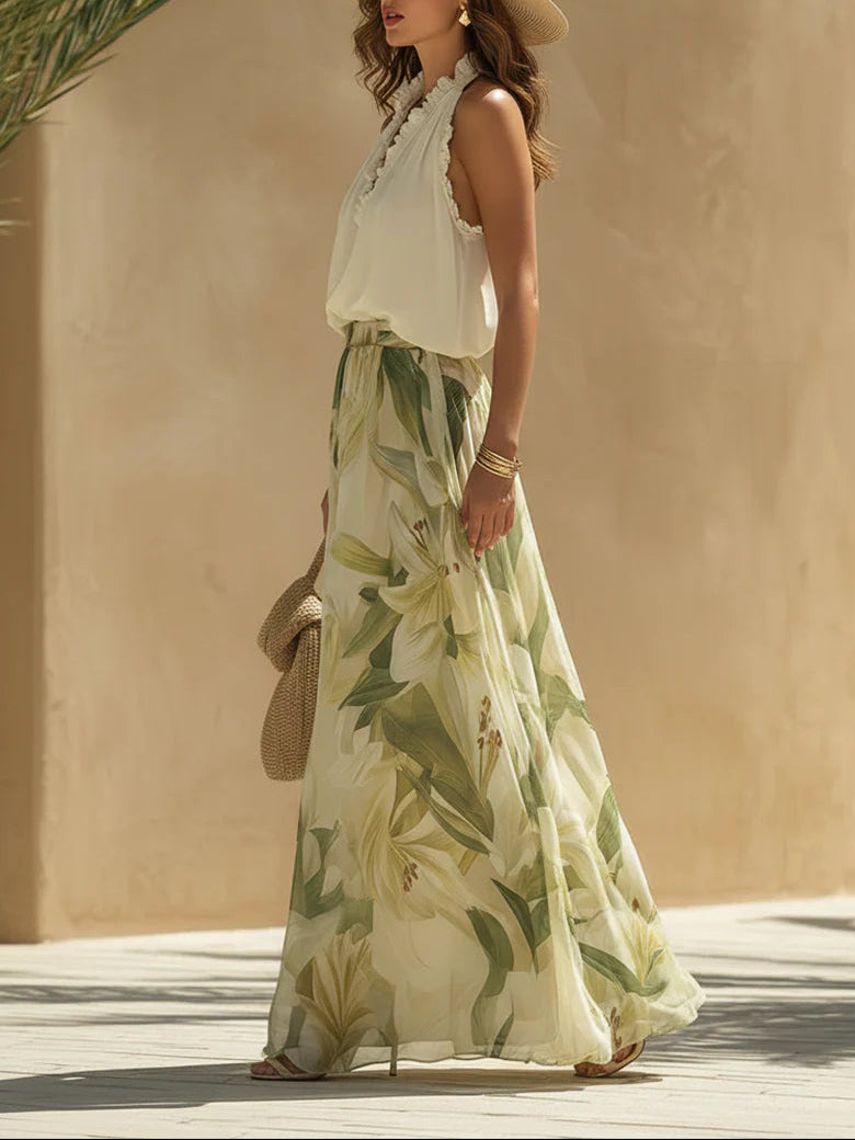 Clara | Halter Top and Printed Skirt Set