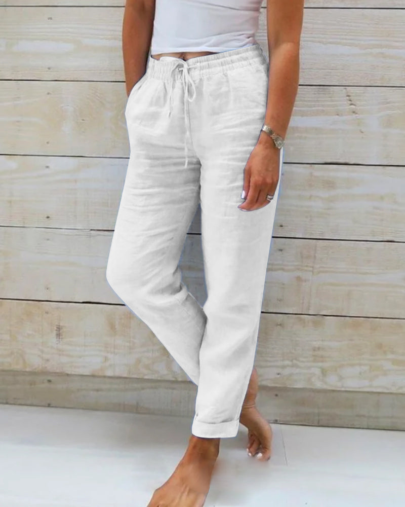 Laurent Atelier™ | Luxe Cotton-Linen Tailored Trousers