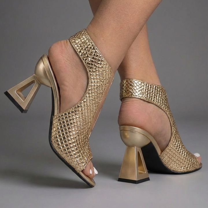 Celeste | Textured Open-Toe Heeled Sandals