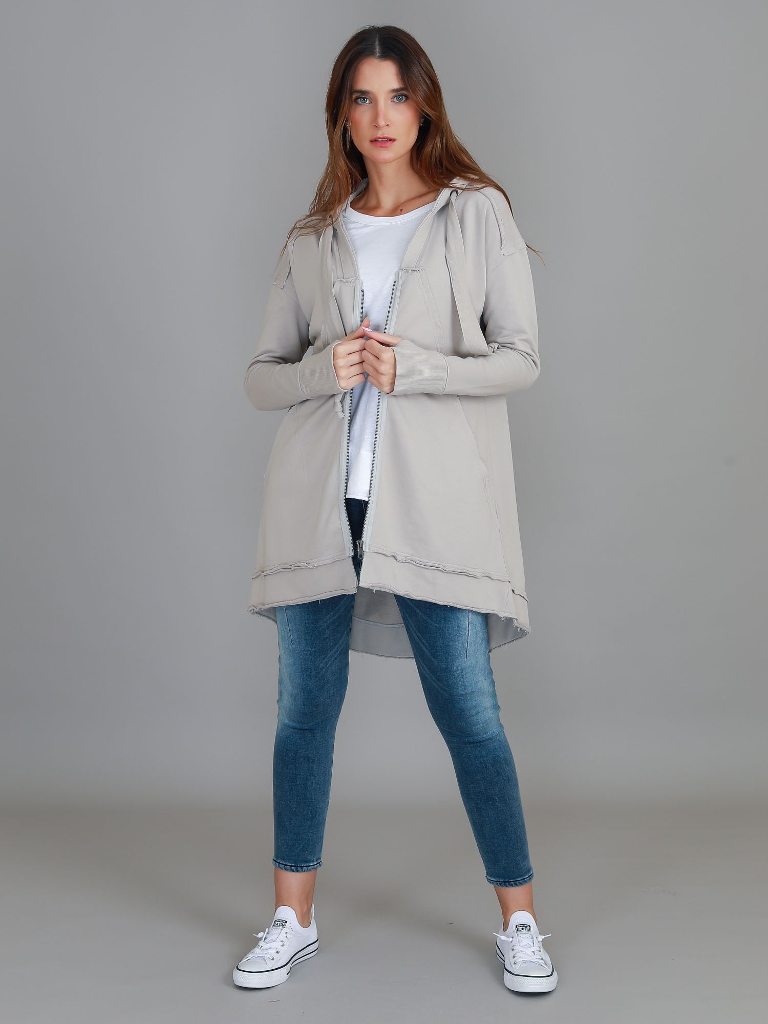 Charlie | Women's Oversized Hooded Zip Jacket – French Terry