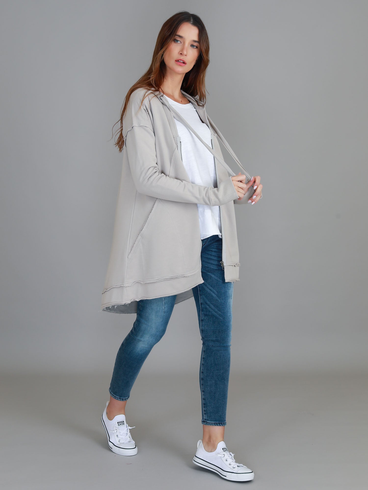 Charlie | Women's Oversized Hooded Zip Jacket – French Terry