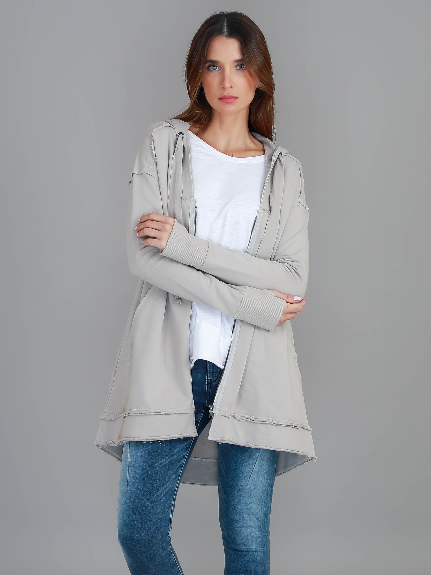 Charlie | Women's Oversized Hooded Zip Jacket – French Terry