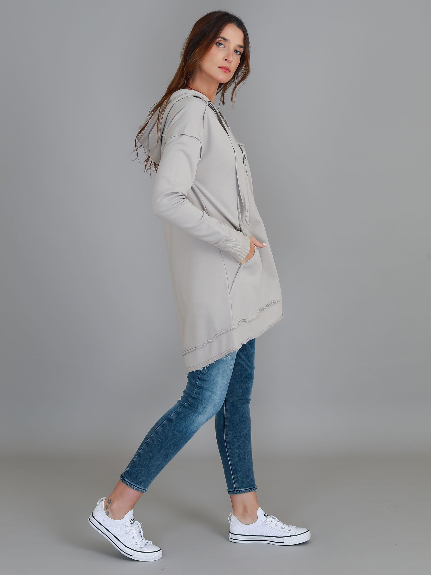 Charlie | Women's Oversized Hooded Zip Jacket – French Terry