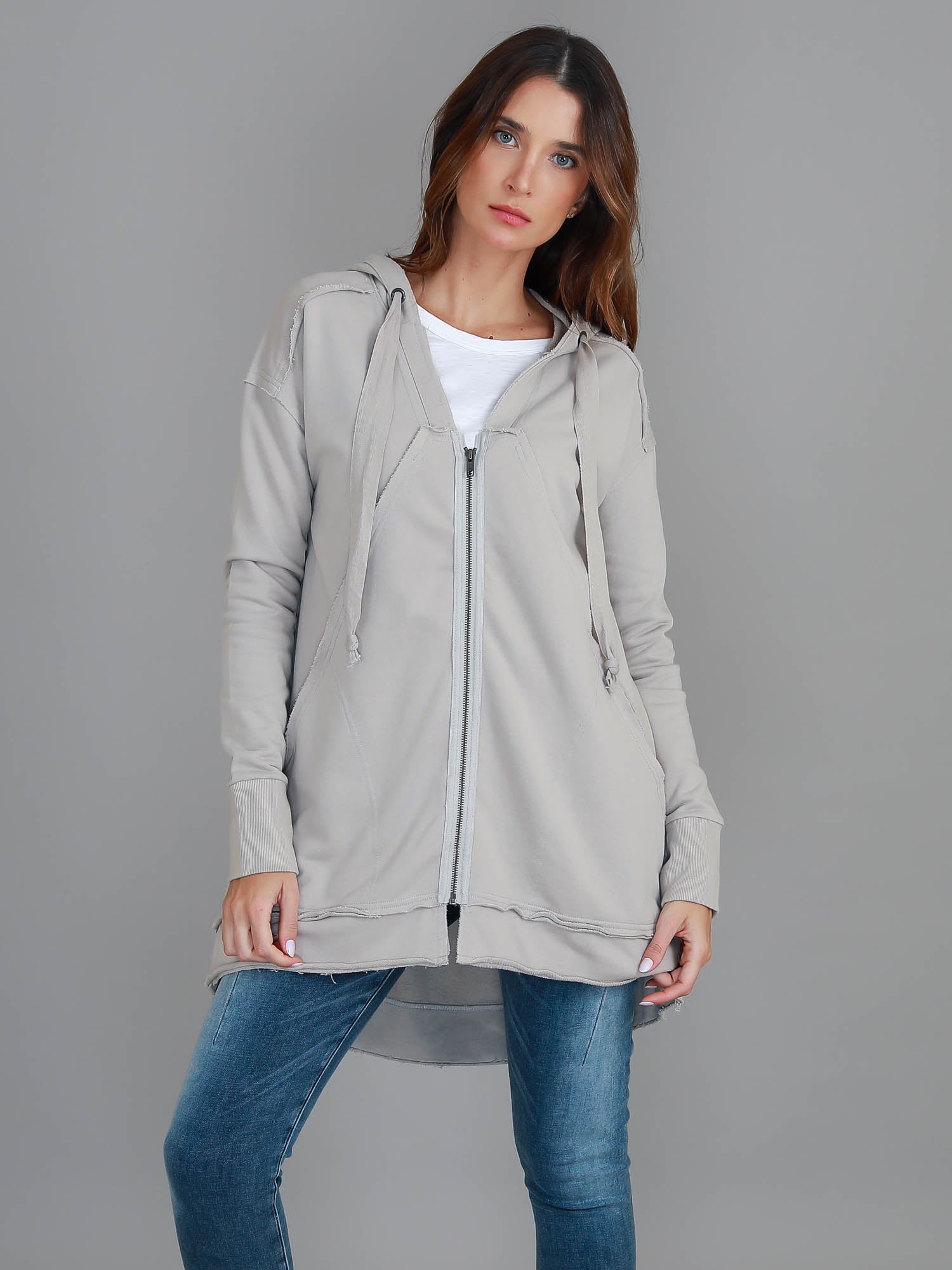 Charlie | Women's Oversized Hooded Zip Jacket – French Terry