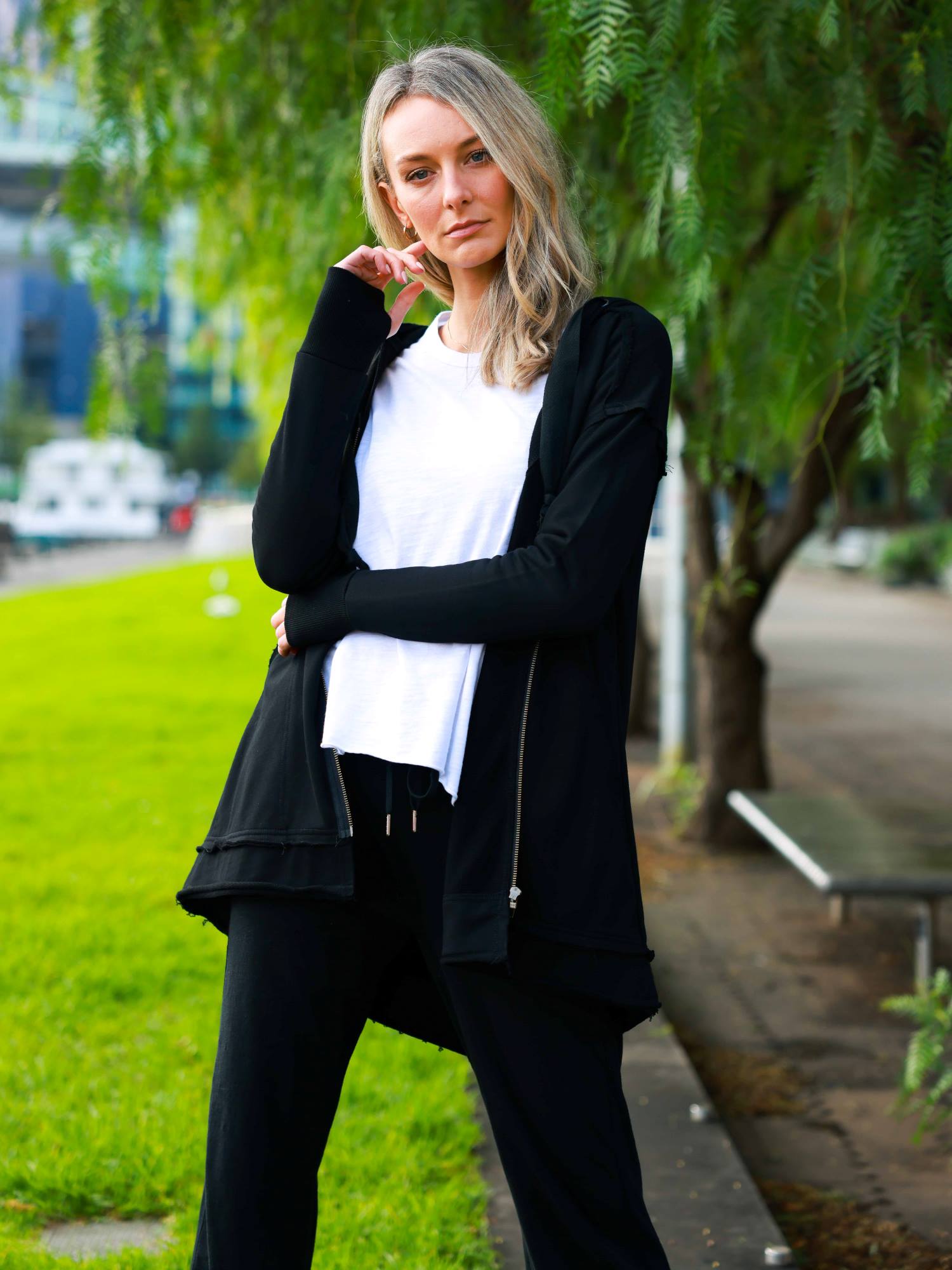 Charlie | Women's Oversized Hooded Zip Jacket – French Terry