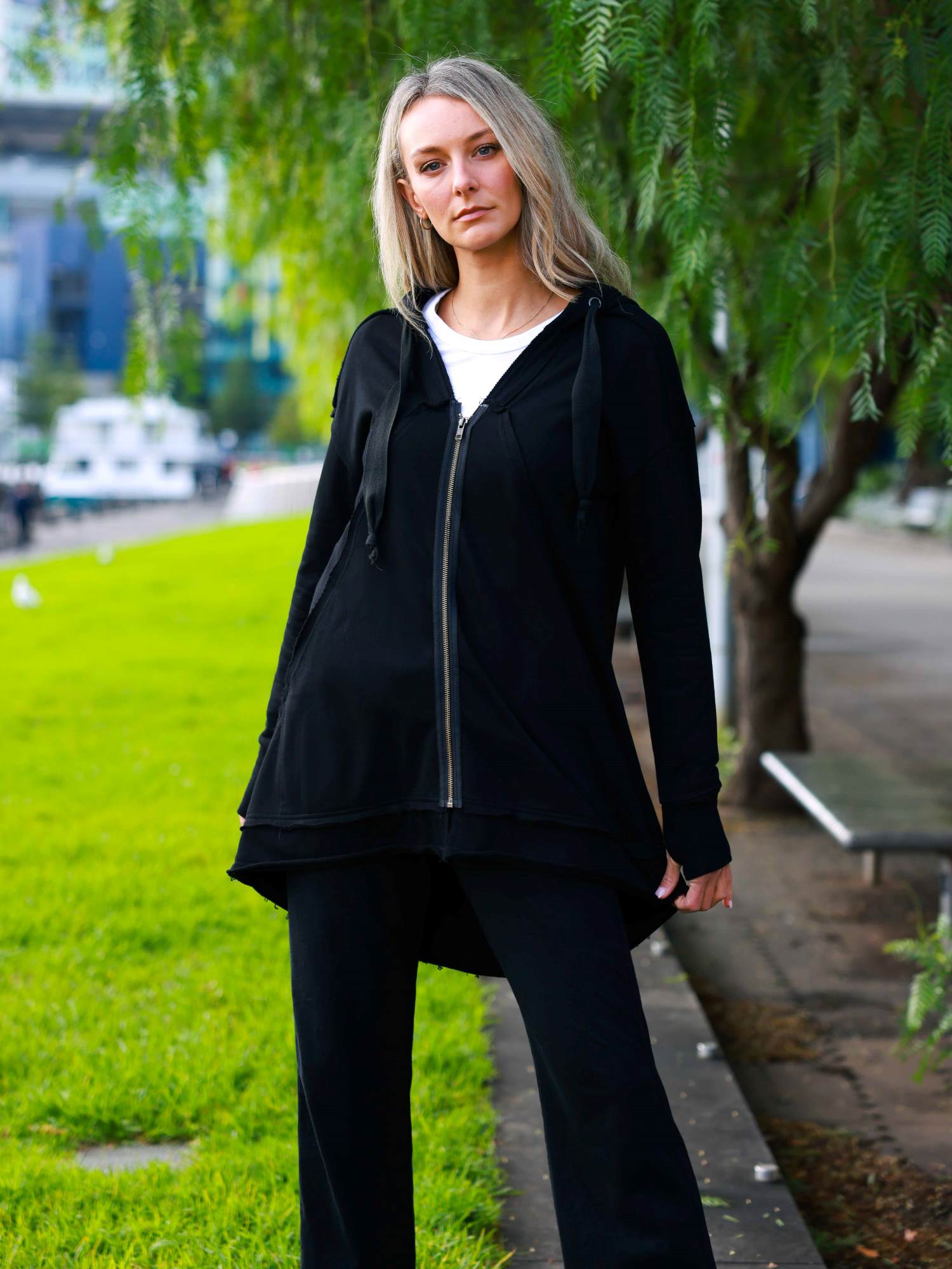 Charlie | Women's Oversized Hooded Zip Jacket – French Terry