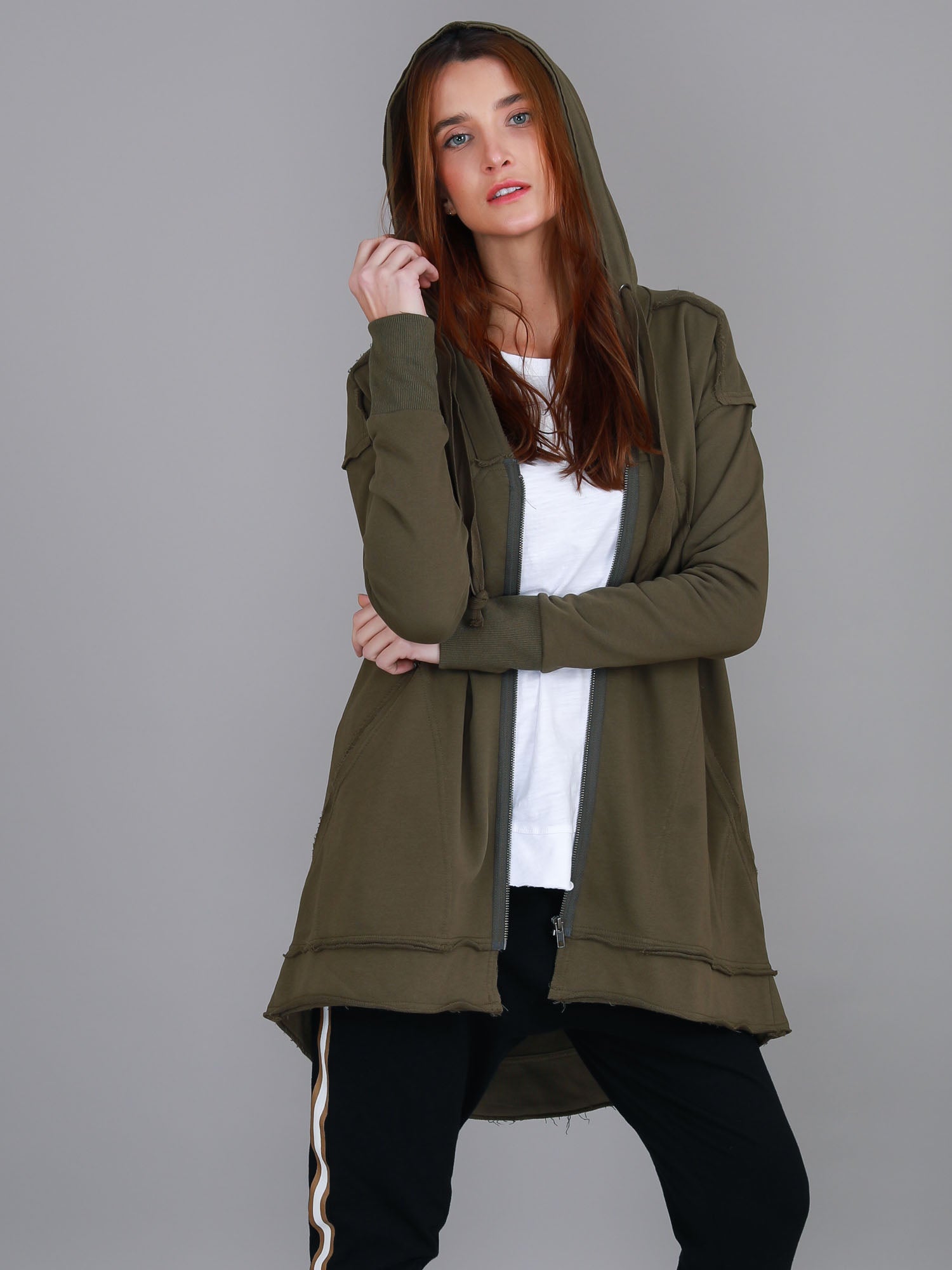 Charlie | Women's Oversized Hooded Zip Jacket – French Terry