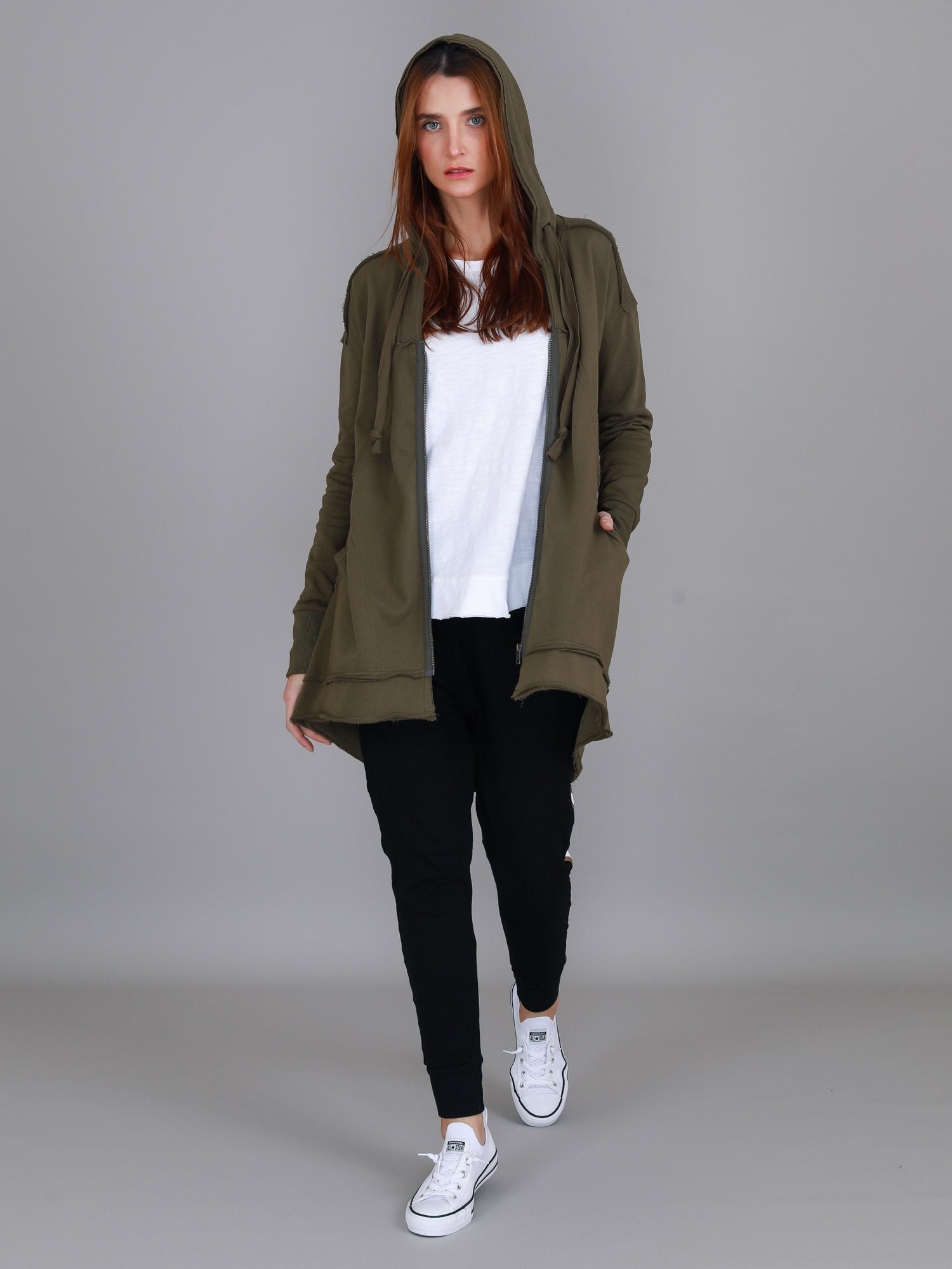 Charlie | Women's Oversized Hooded Zip Jacket – French Terry
