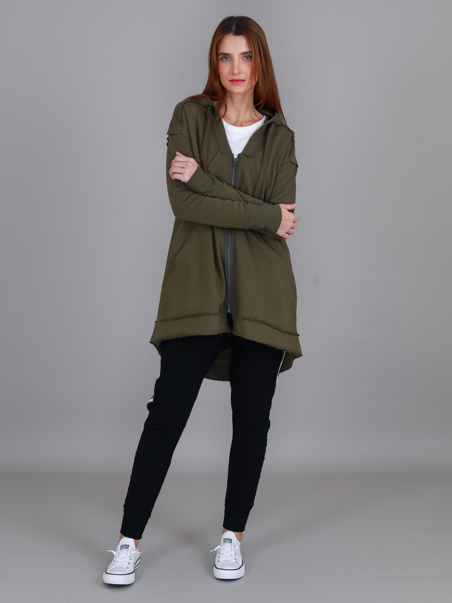 Charlie | Women's Oversized Hooded Zip Jacket – French Terry