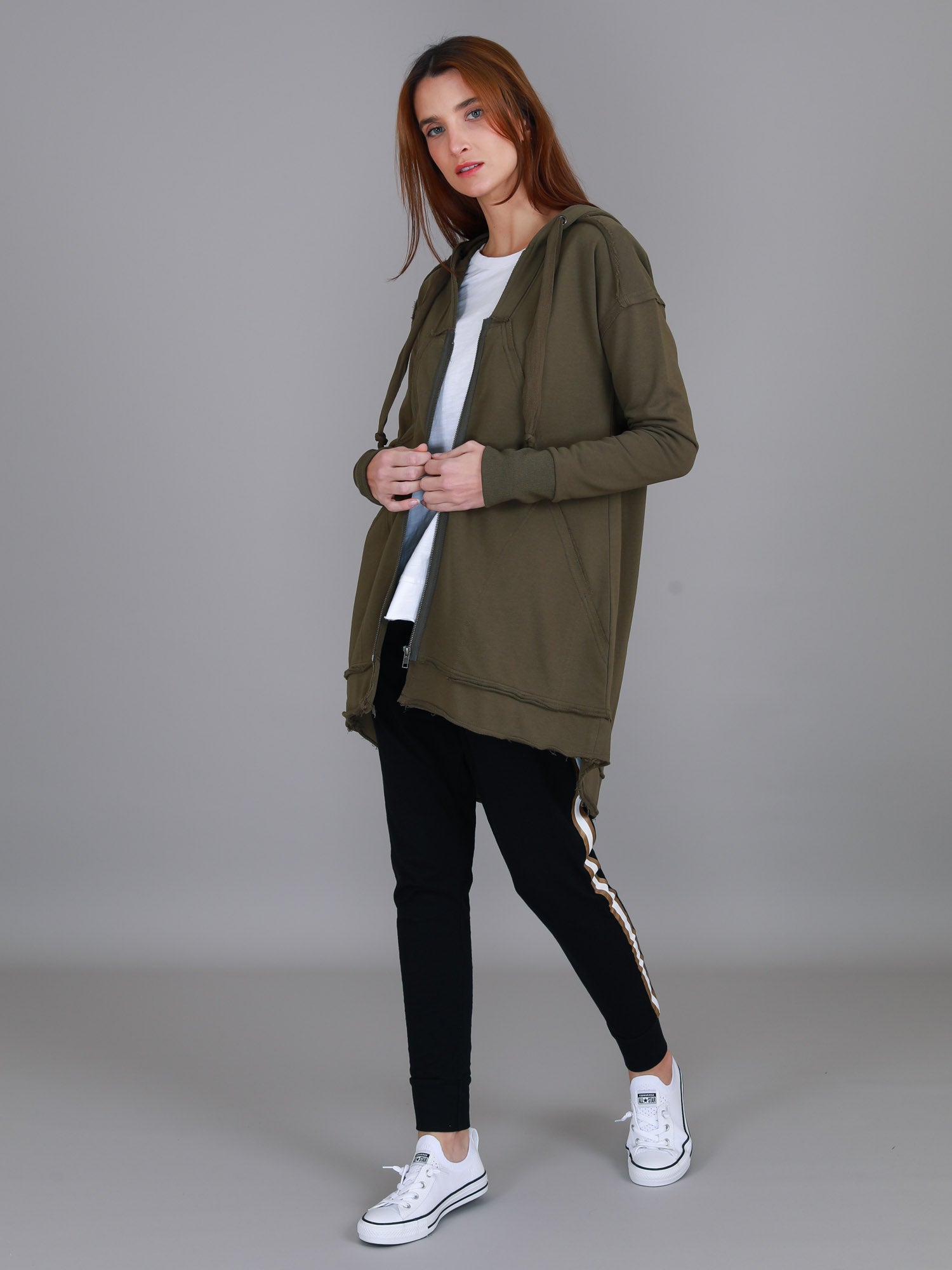 Charlie | Women's Oversized Hooded Zip Jacket – French Terry