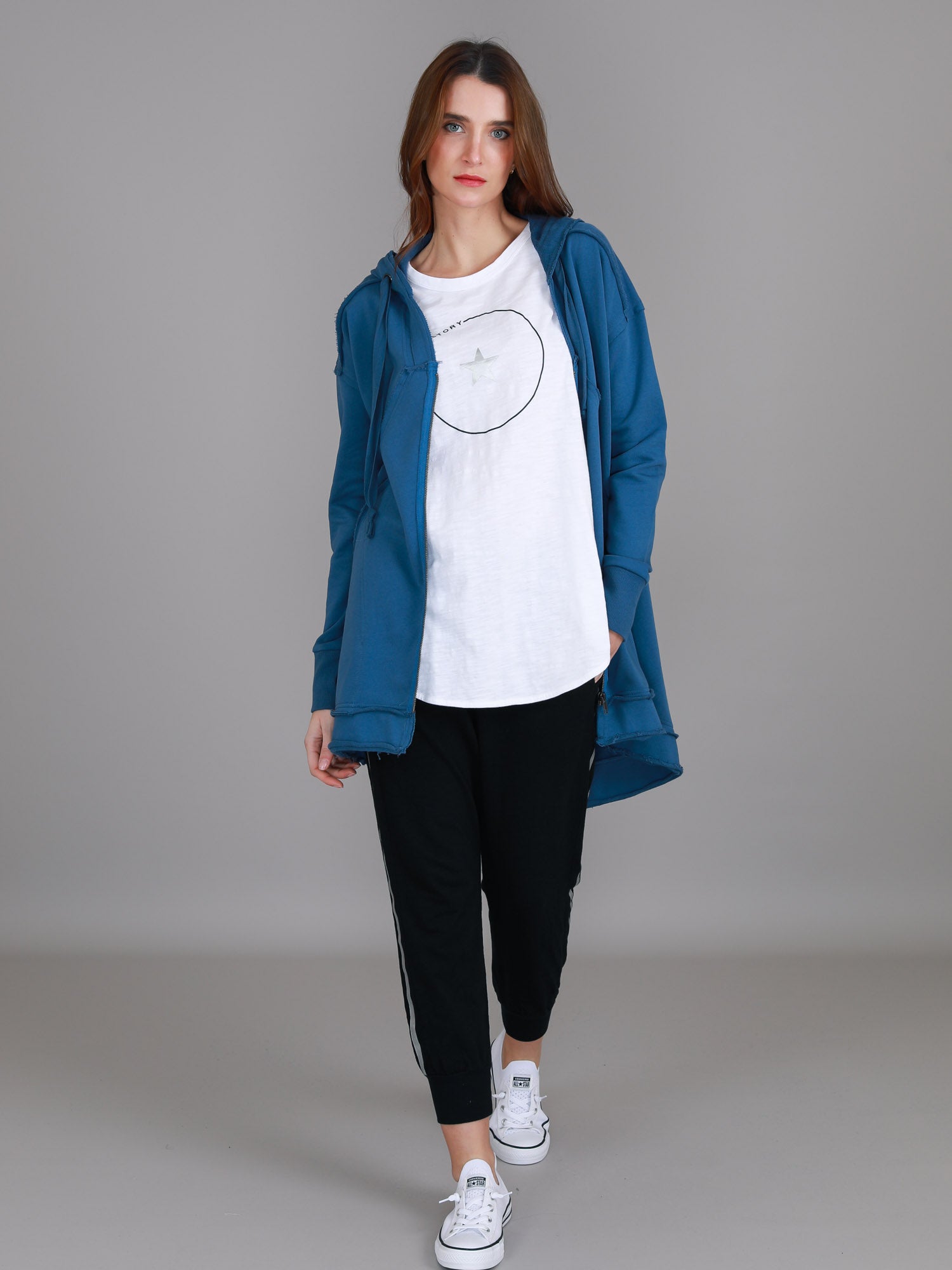 Charlie | Women's Oversized Hooded Zip Jacket – French Terry