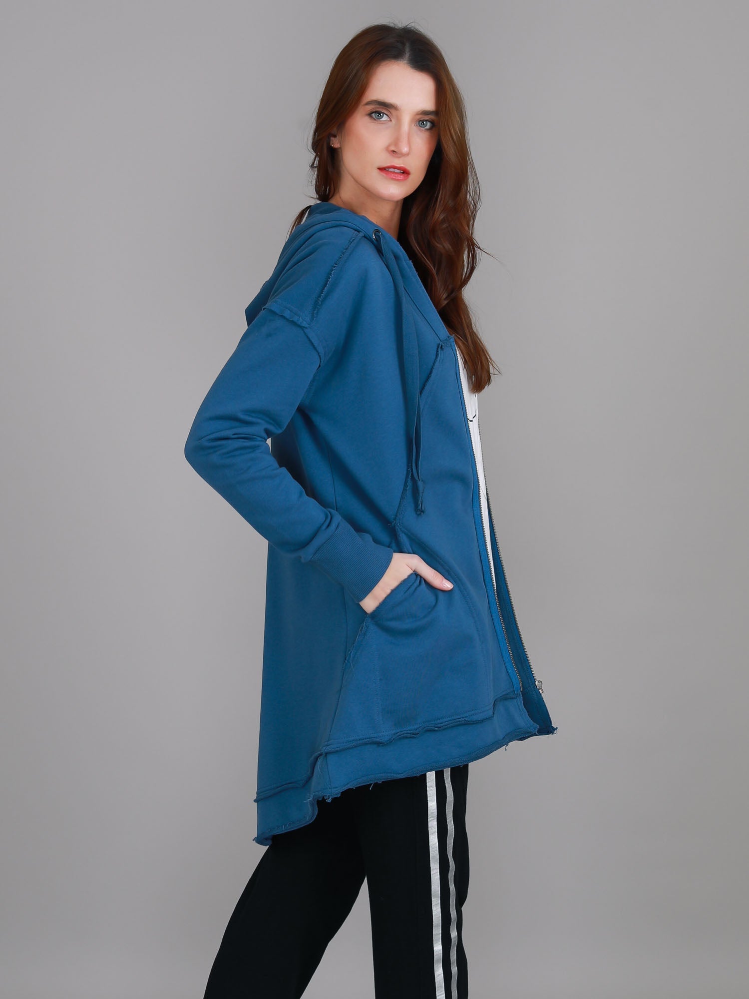 Charlie | Women's Oversized Hooded Zip Jacket – French Terry