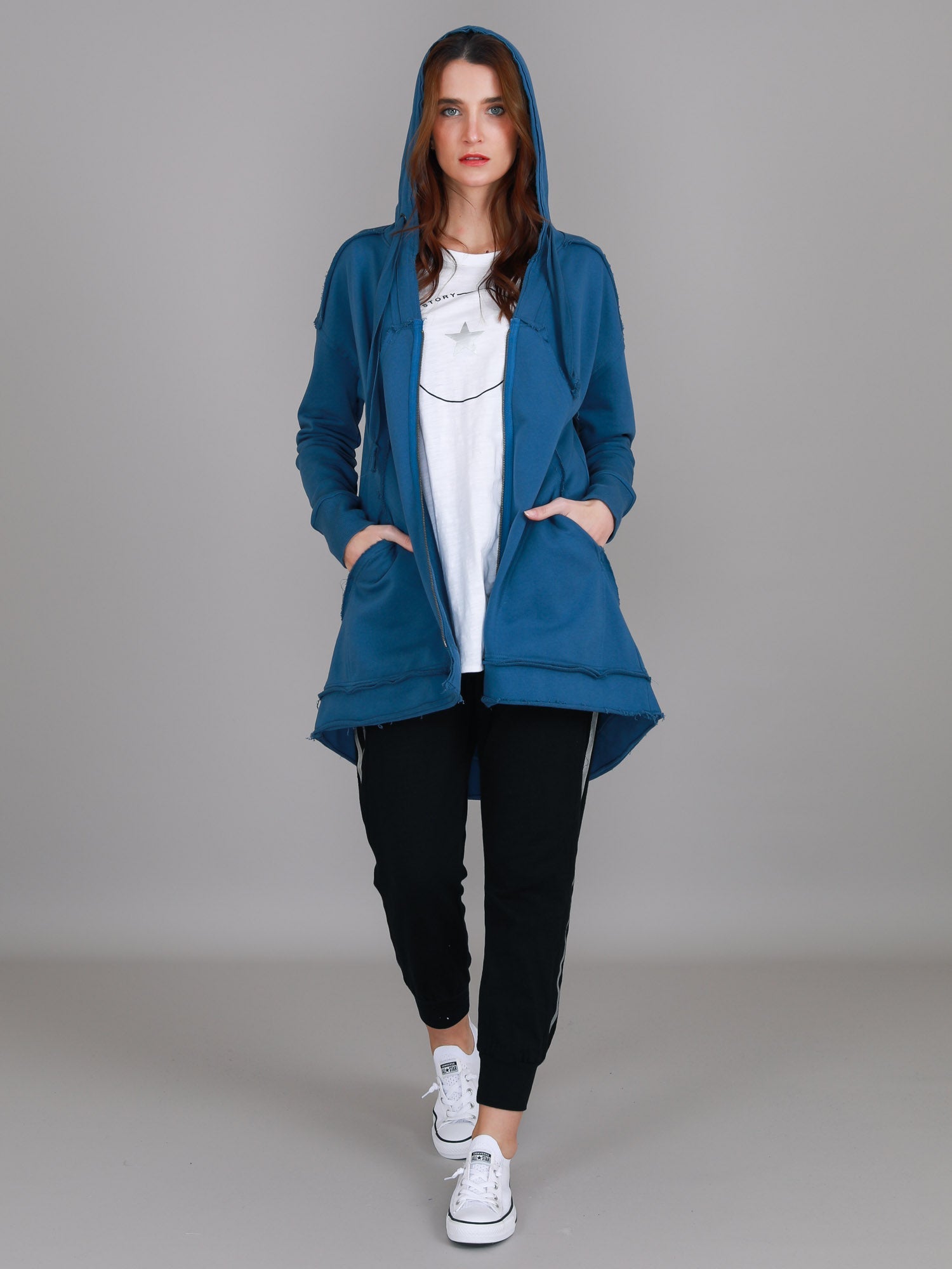 Charlie | Women's Oversized Hooded Zip Jacket – French Terry