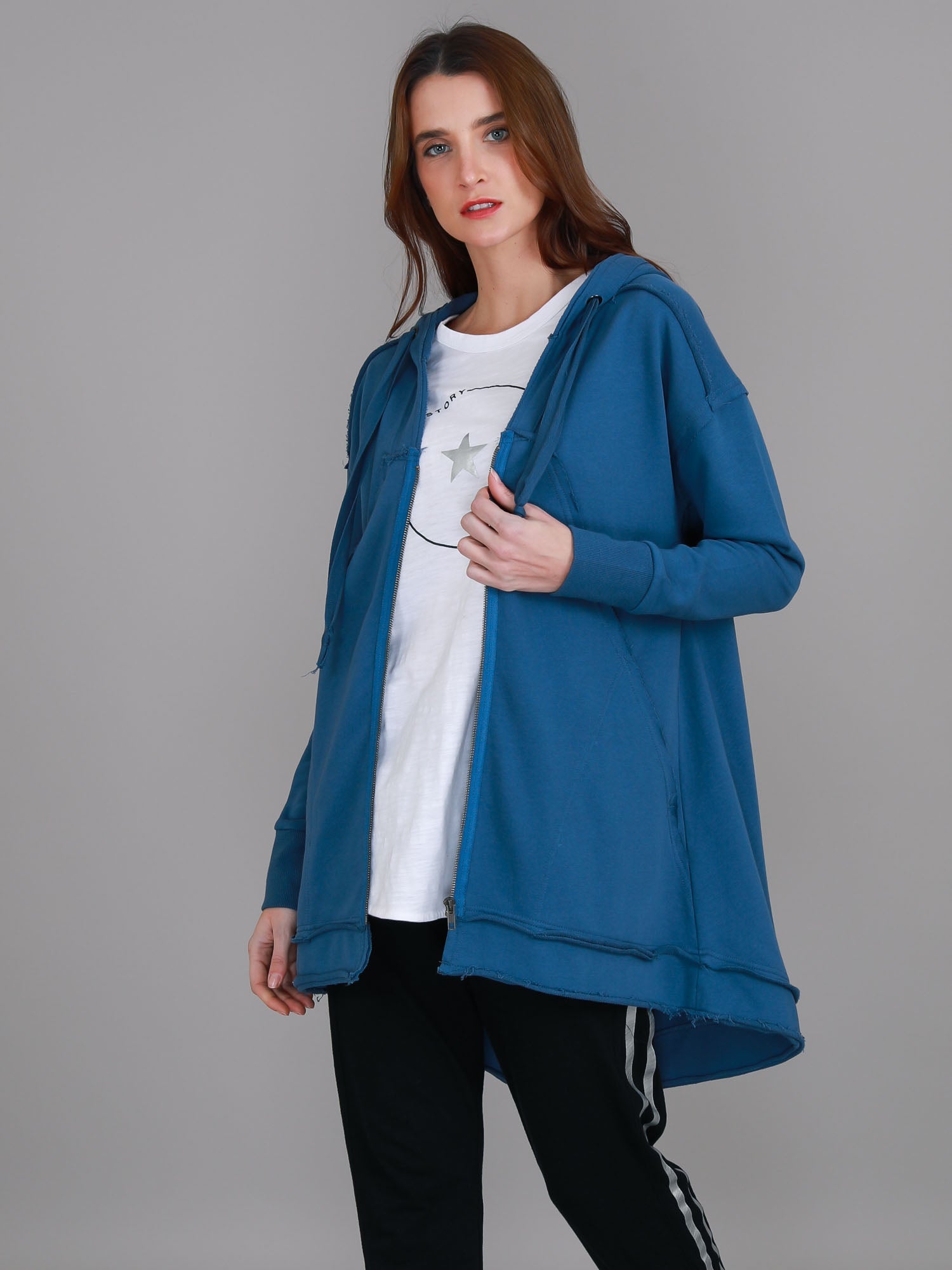 Charlie | Women's Oversized Hooded Zip Jacket – French Terry