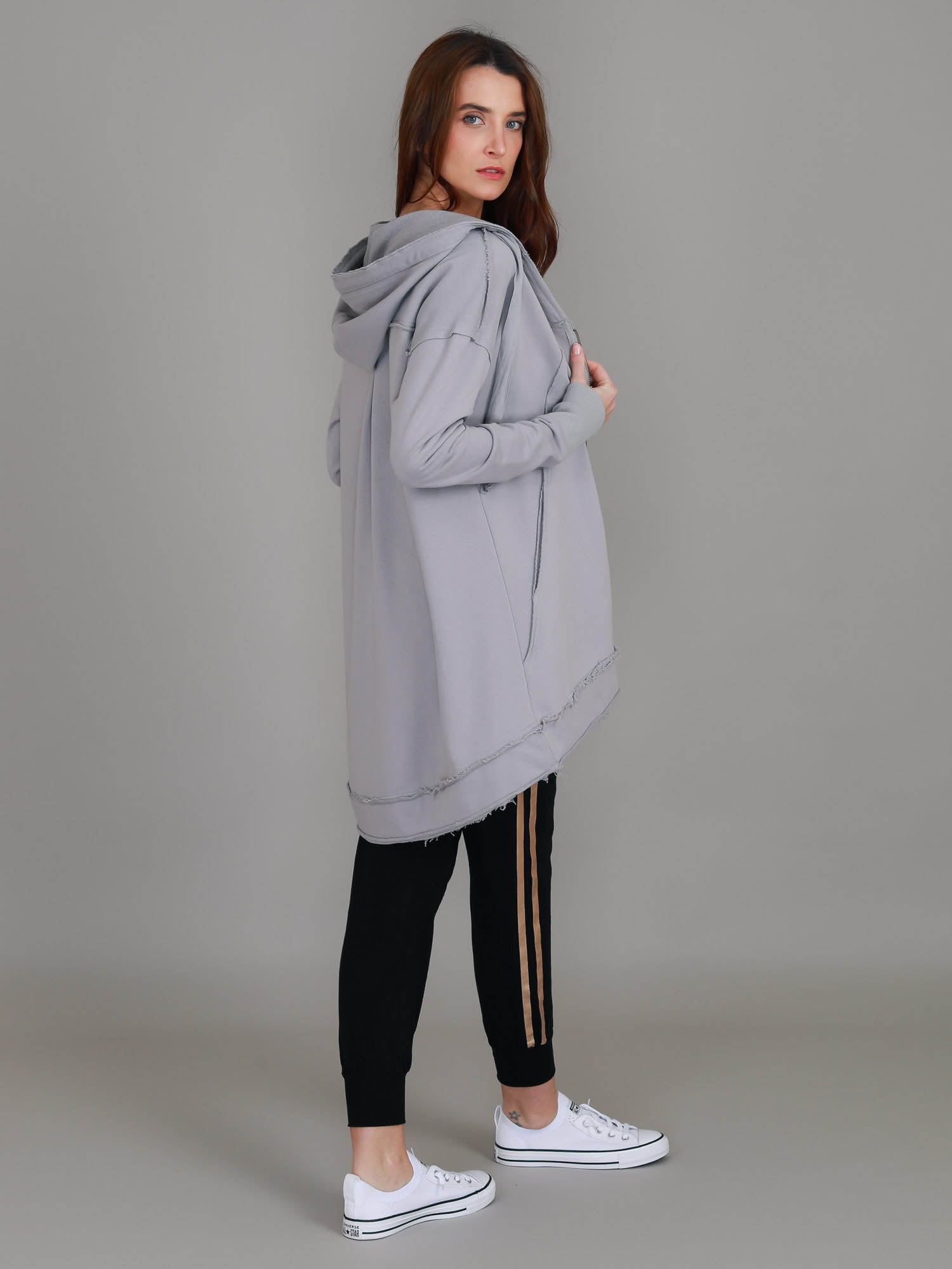Charlie | Women's Oversized Hooded Zip Jacket – French Terry