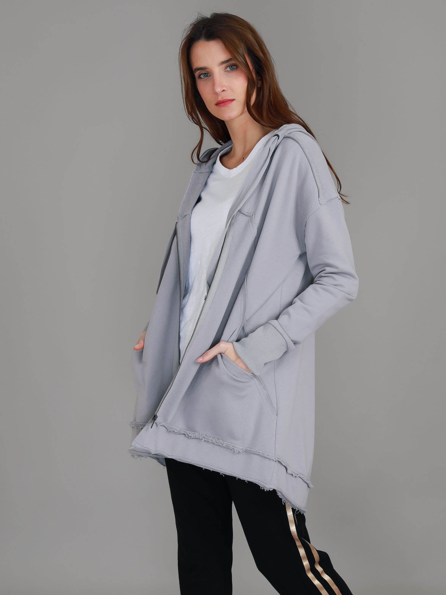 Charlie | Women's Oversized Hooded Zip Jacket – French Terry