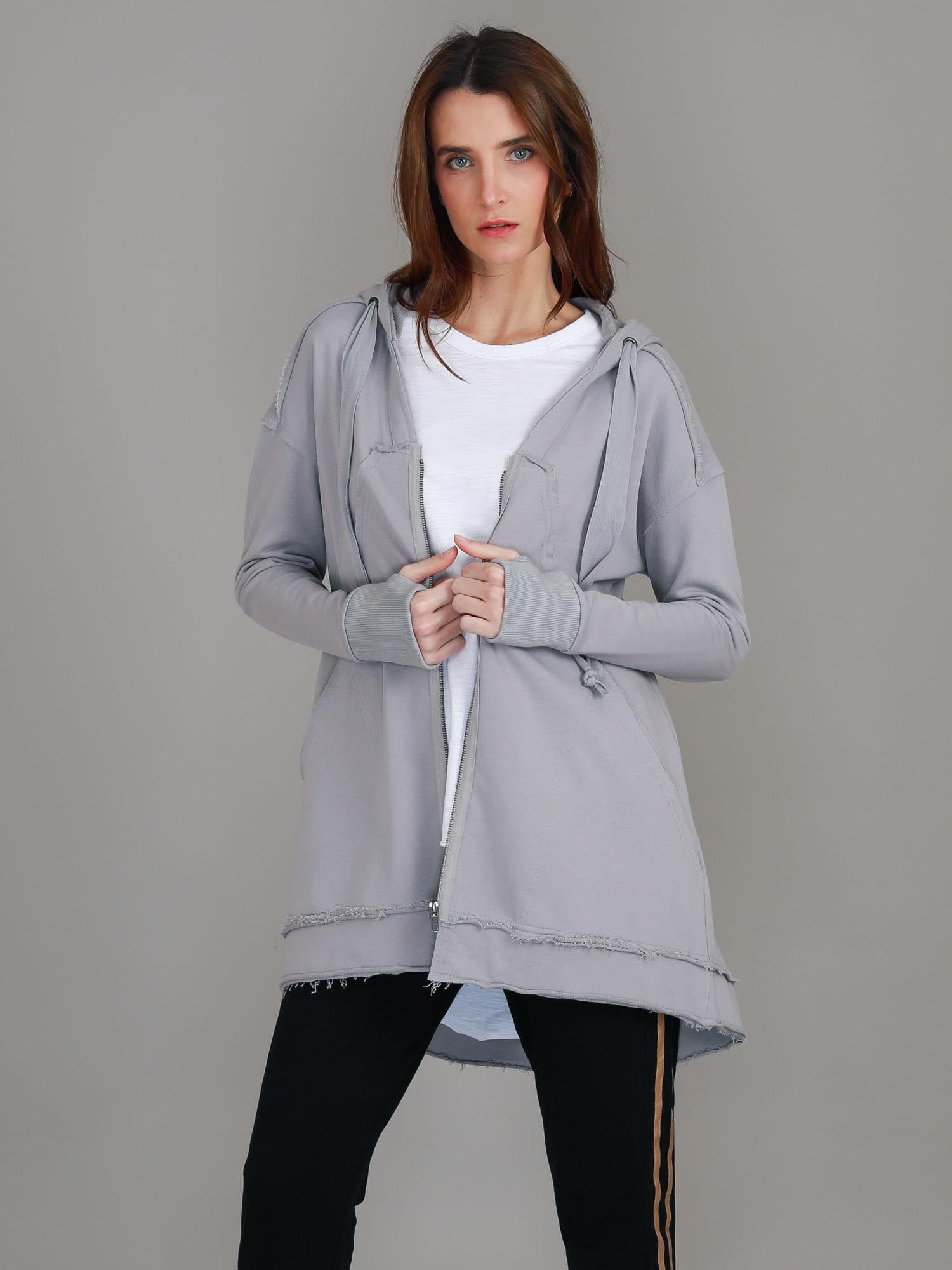 Charlie | Women's Oversized Hooded Zip Jacket – French Terry