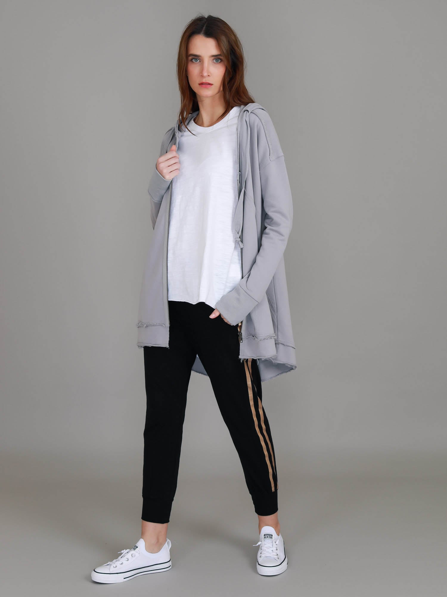 Charlie | Women's Oversized Hooded Zip Jacket – French Terry