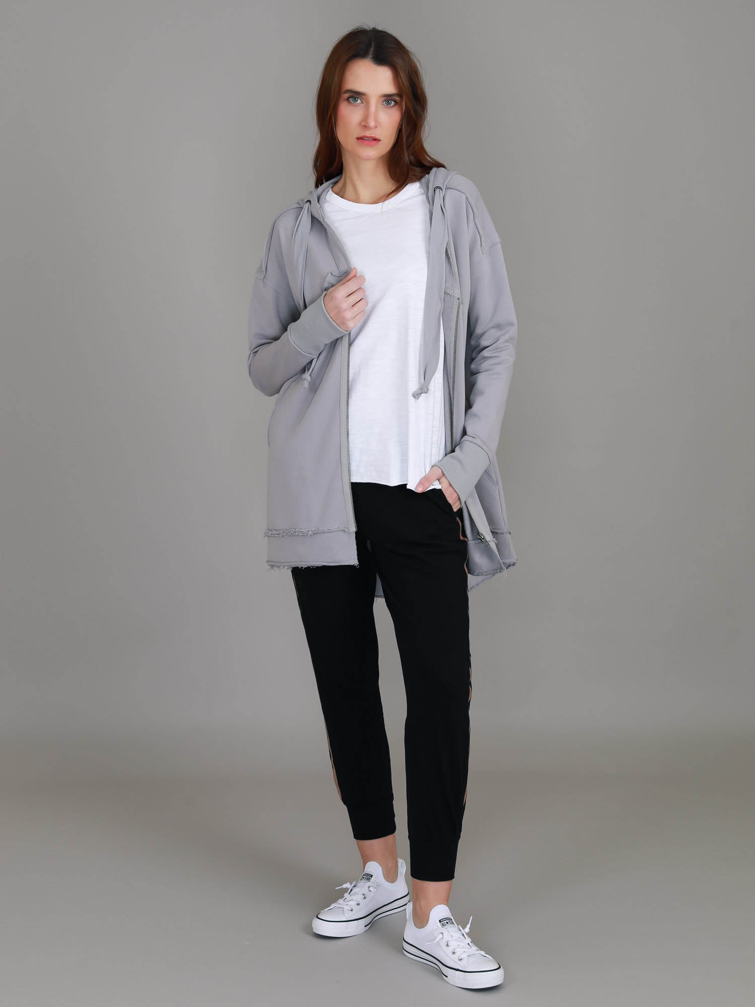 Charlie | Women's Oversized Hooded Zip Jacket – French Terry
