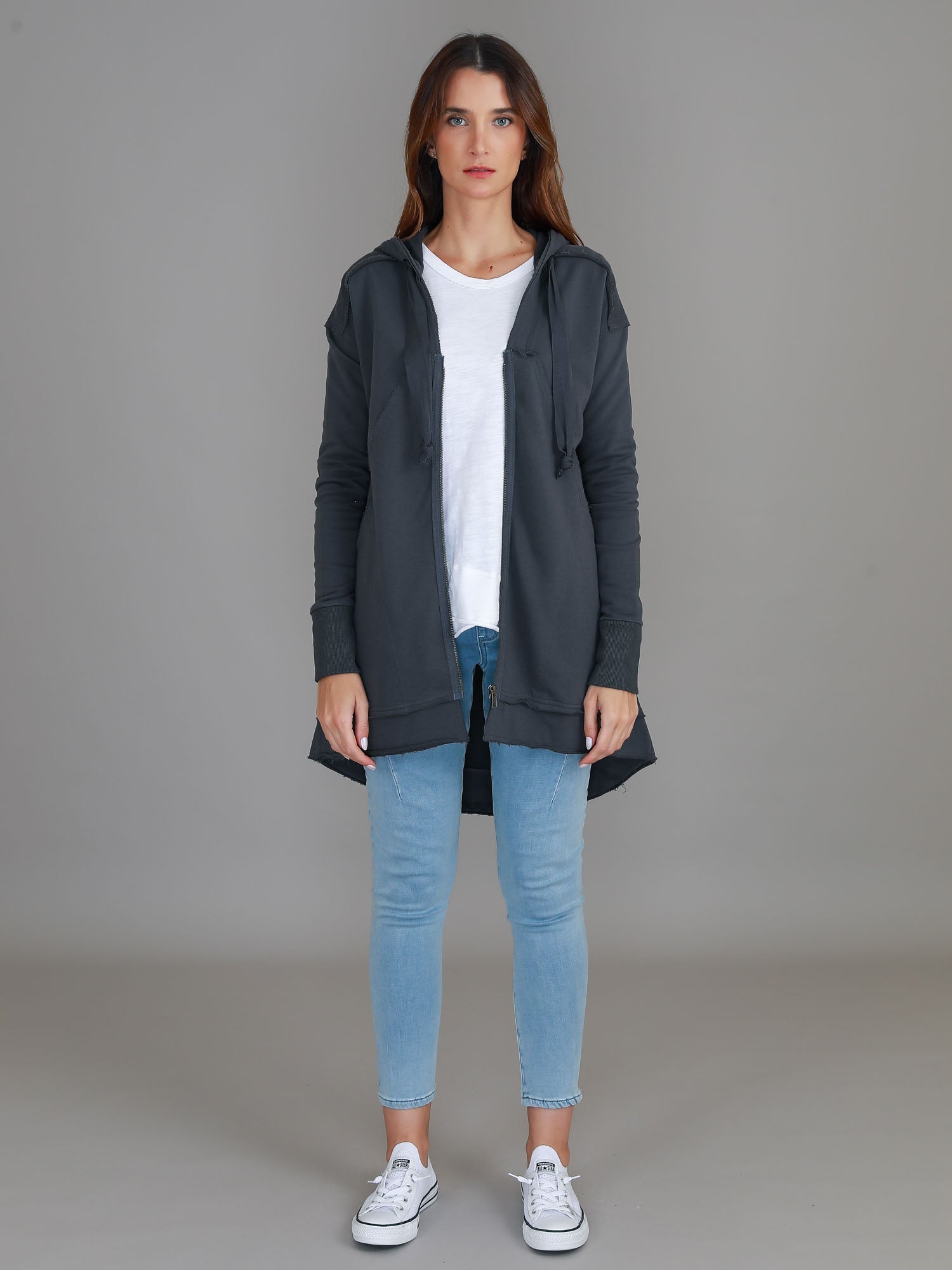 Charlie | Women's Oversized Hooded Zip Jacket – French Terry