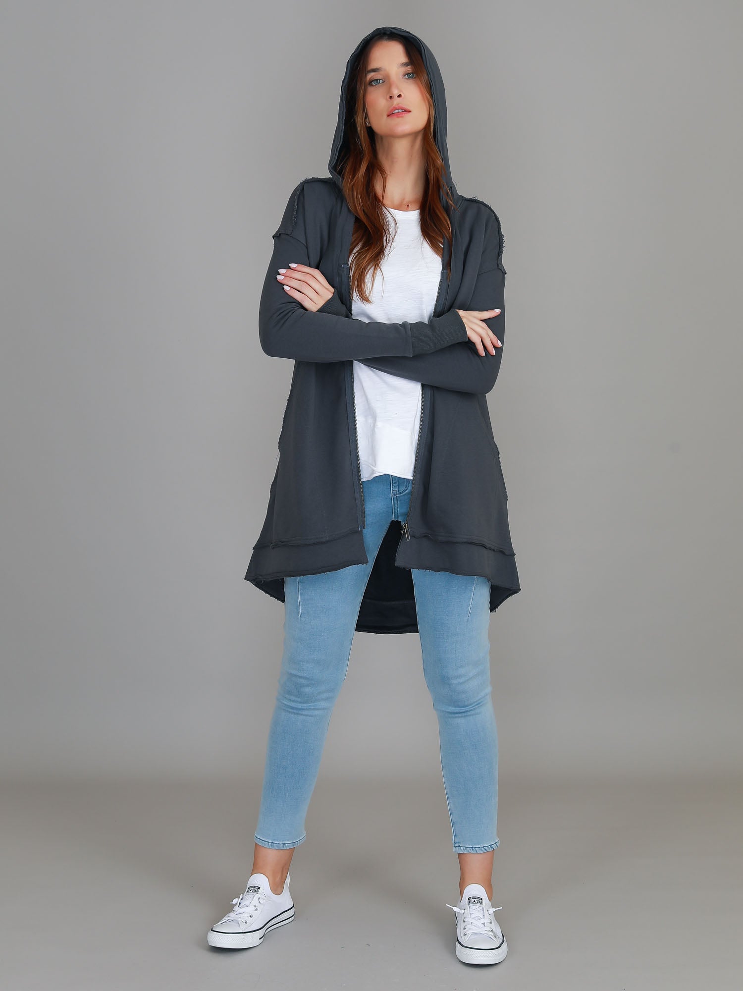 Charlie | Women's Oversized Hooded Zip Jacket – French Terry