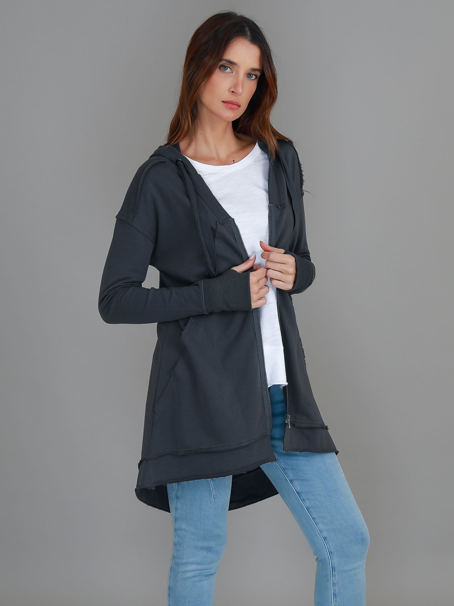 Charlie | Women's Oversized Hooded Zip Jacket – French Terry