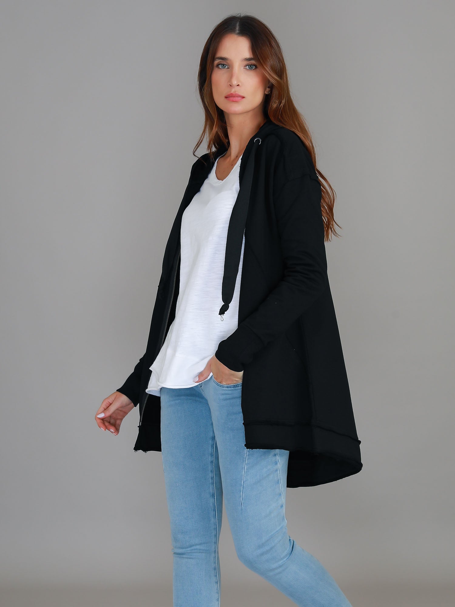 Charlie | Women's Oversized Hooded Zip Jacket – French Terry