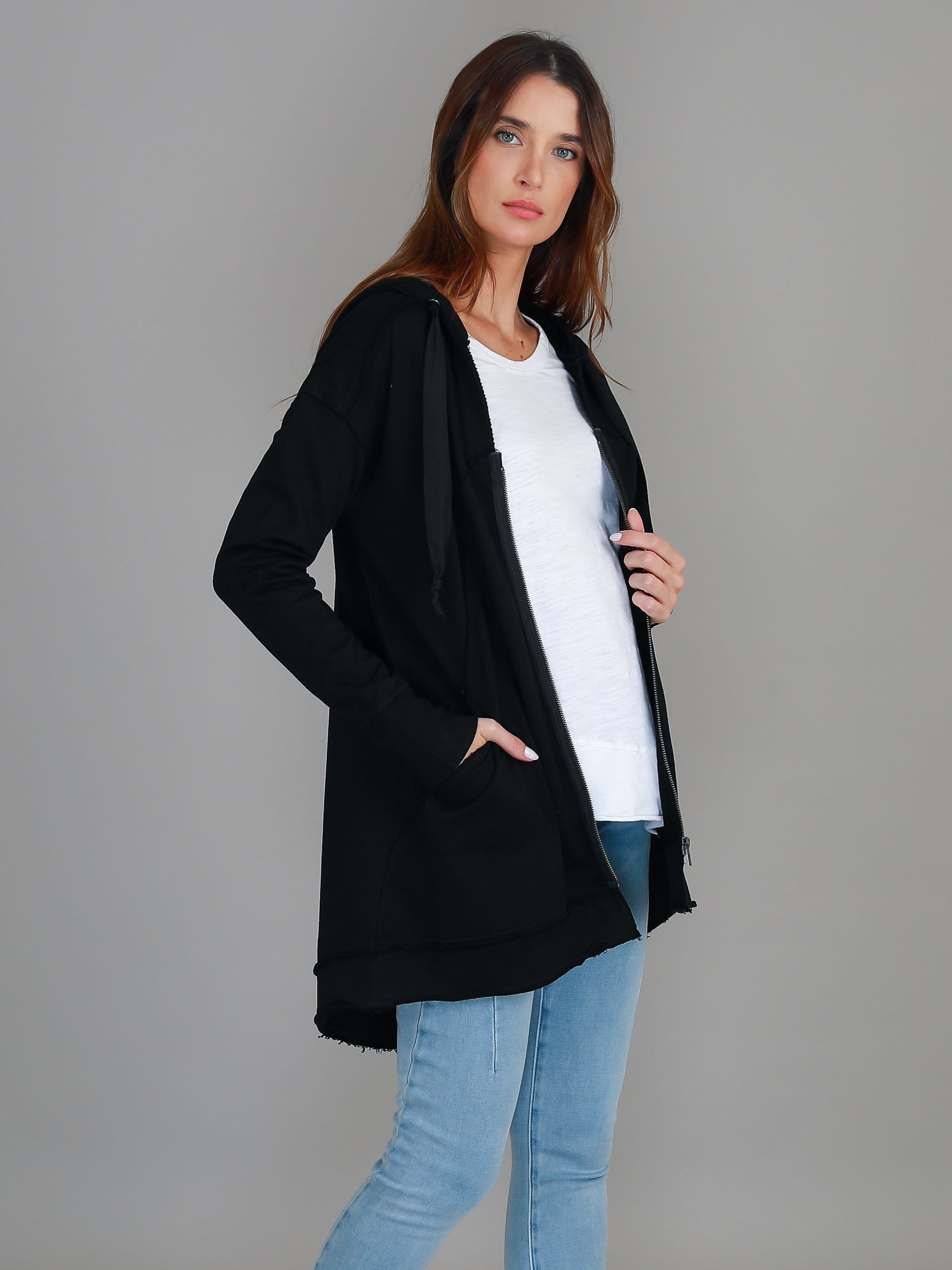Charlie | Women's Oversized Hooded Zip Jacket – French Terry