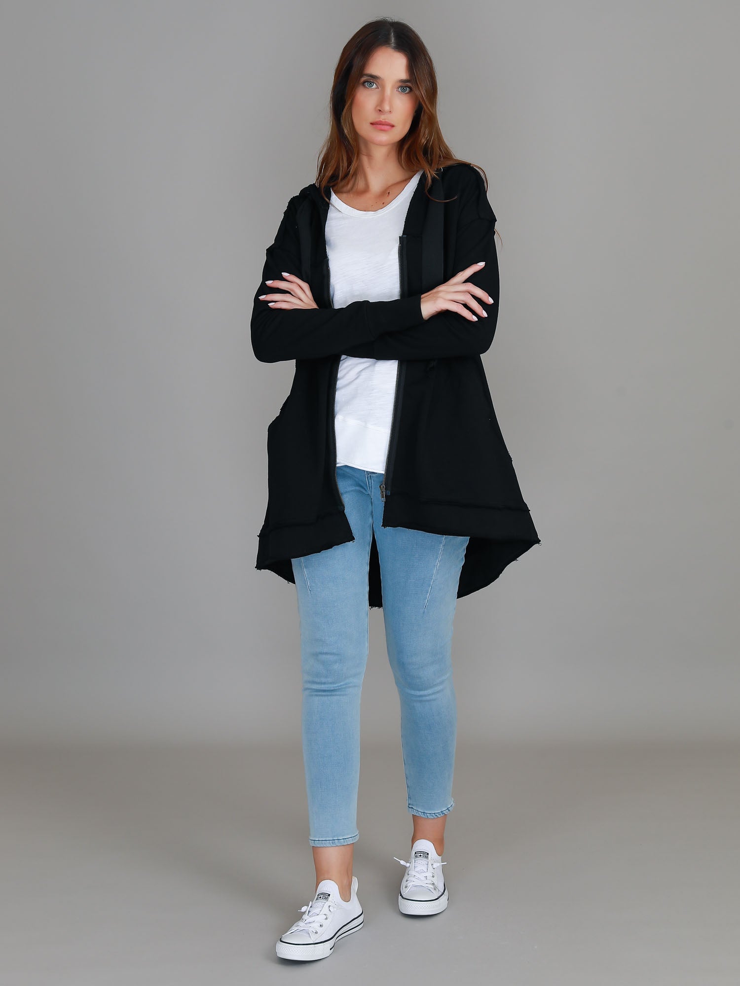 Charlie | Women's Oversized Hooded Zip Jacket – French Terry
