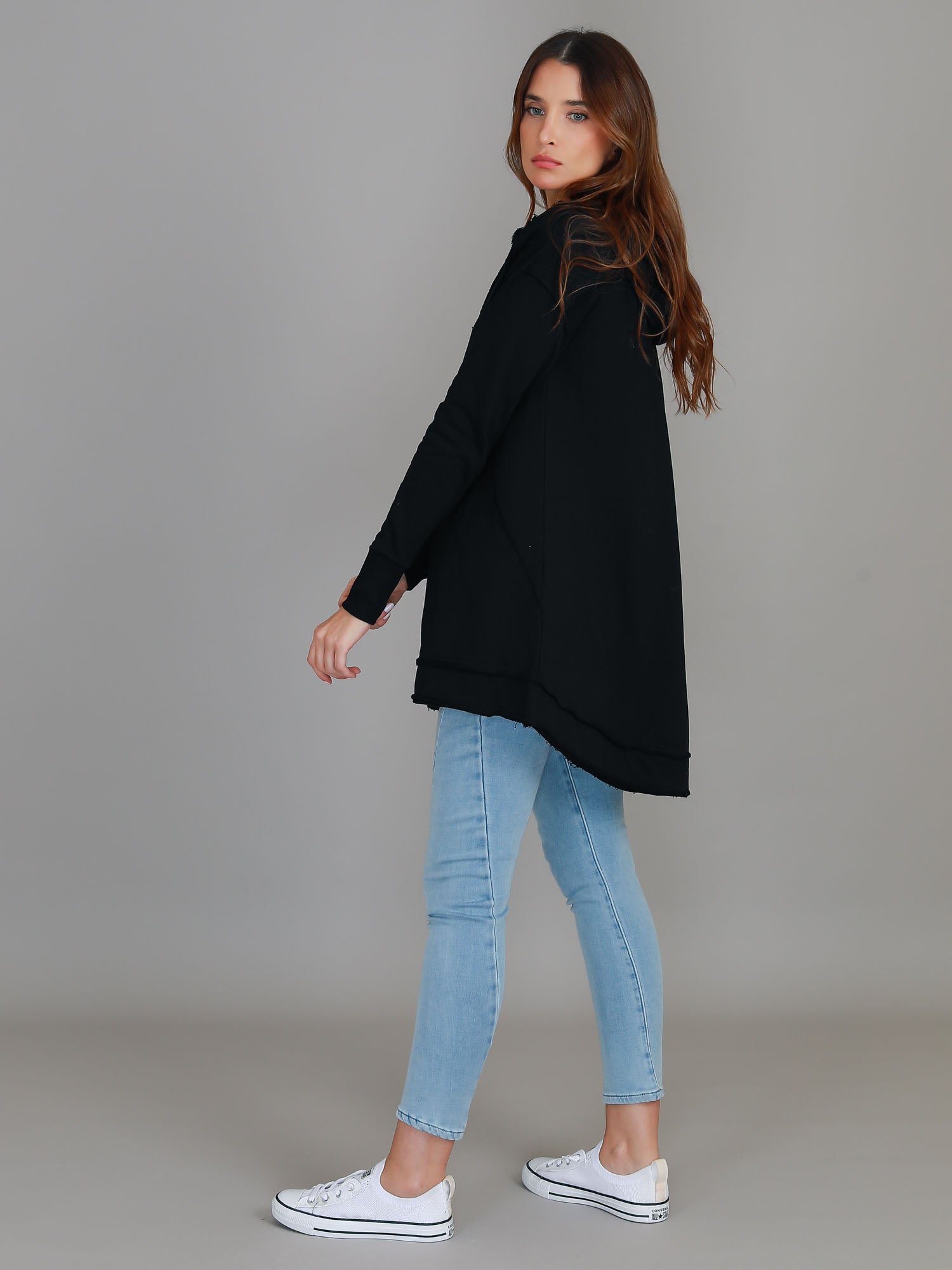 Charlie | Women's Oversized Hooded Zip Jacket – French Terry