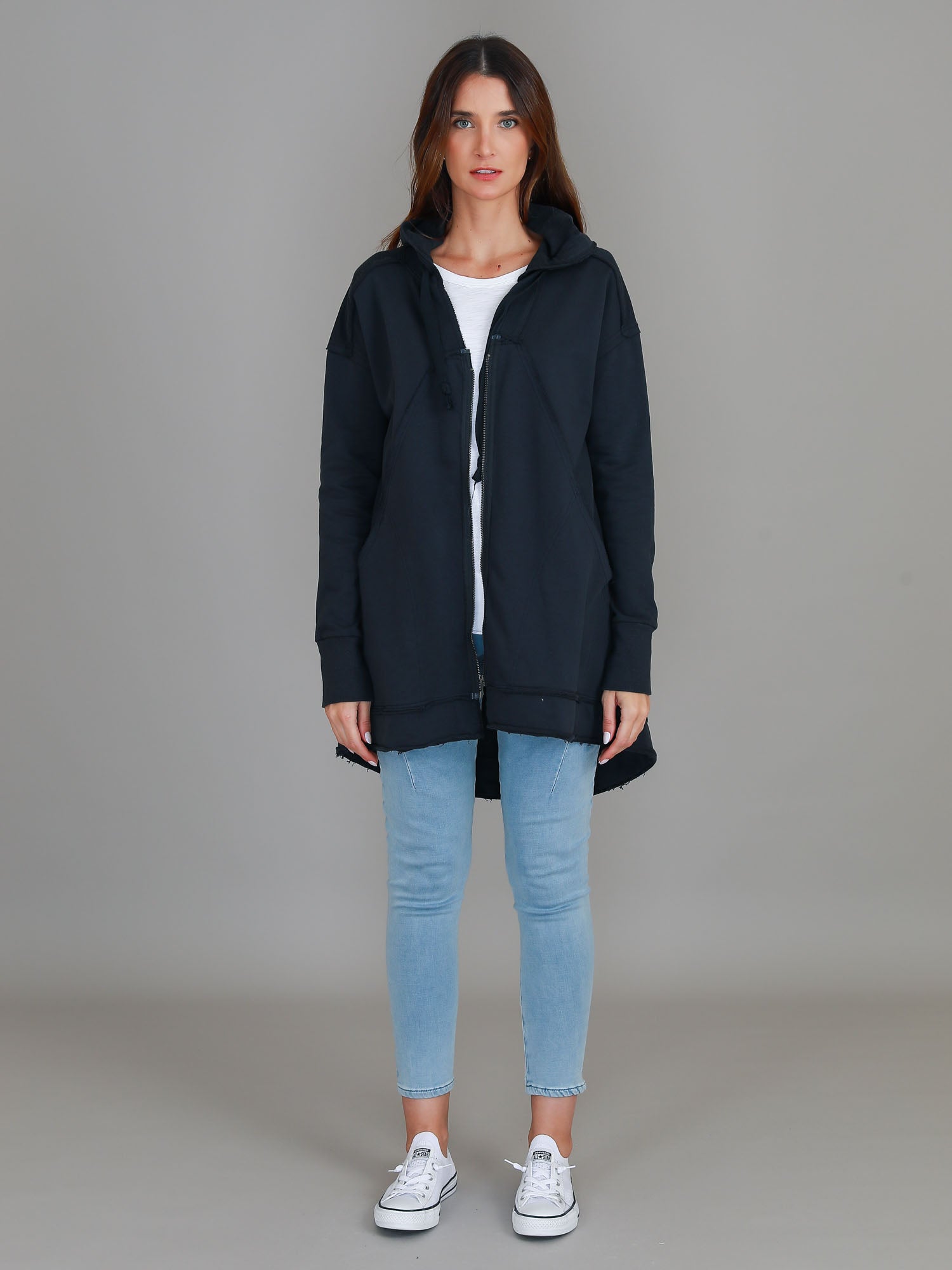 Charlie | Women's Oversized Hooded Zip Jacket – French Terry