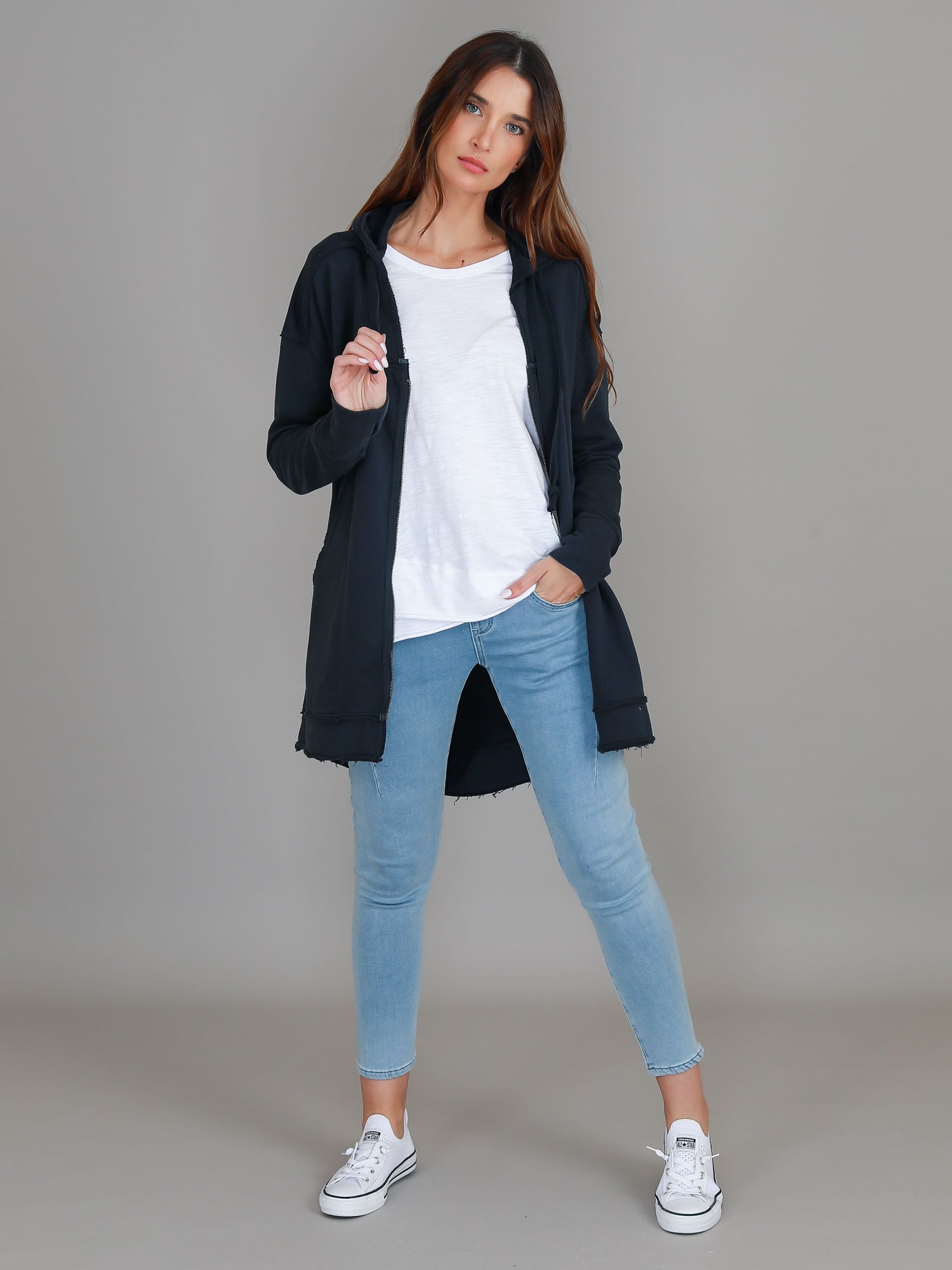 Charlie | Women's Oversized Hooded Zip Jacket – French Terry