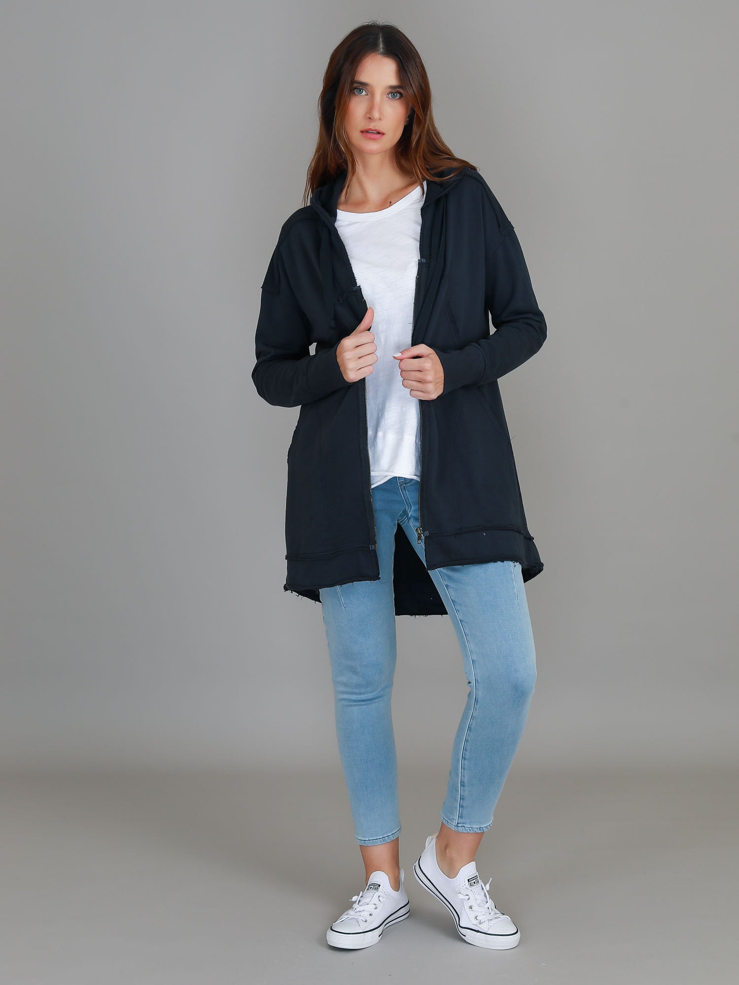 Charlie | Women's Oversized Hooded Zip Jacket – French Terry