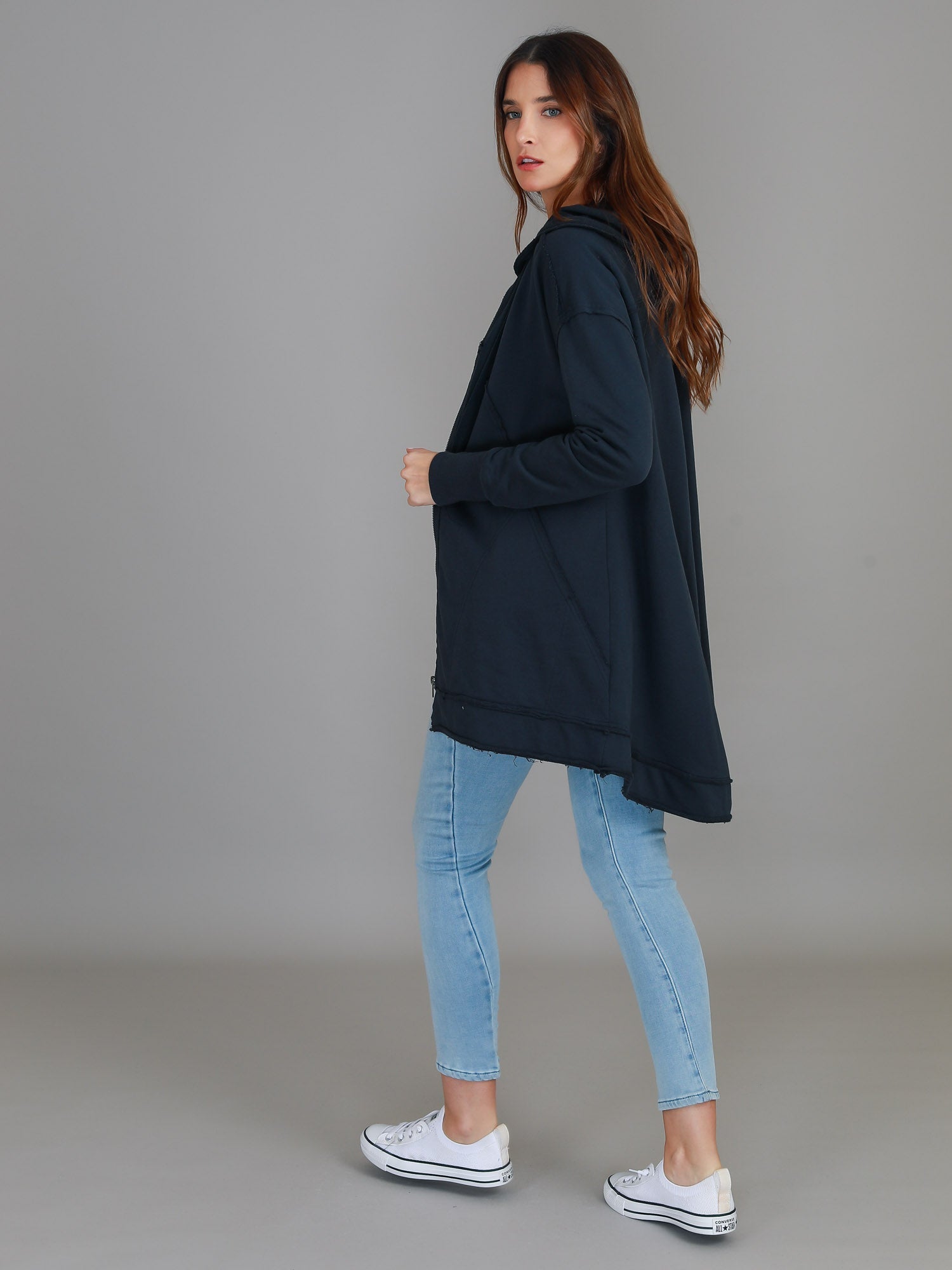Charlie | Women's Oversized Hooded Zip Jacket – French Terry