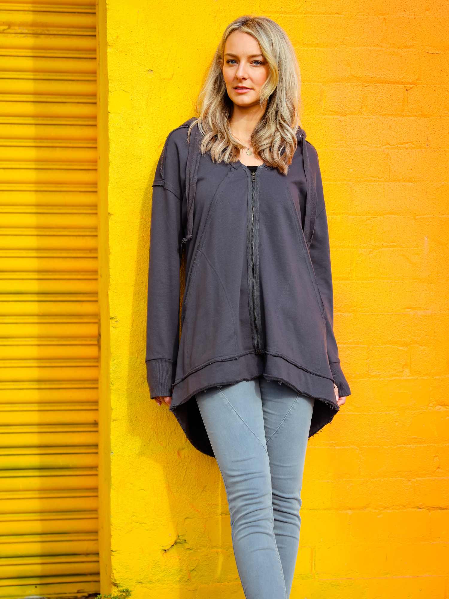 Charlie | Women's Oversized Hooded Zip Jacket – French Terry