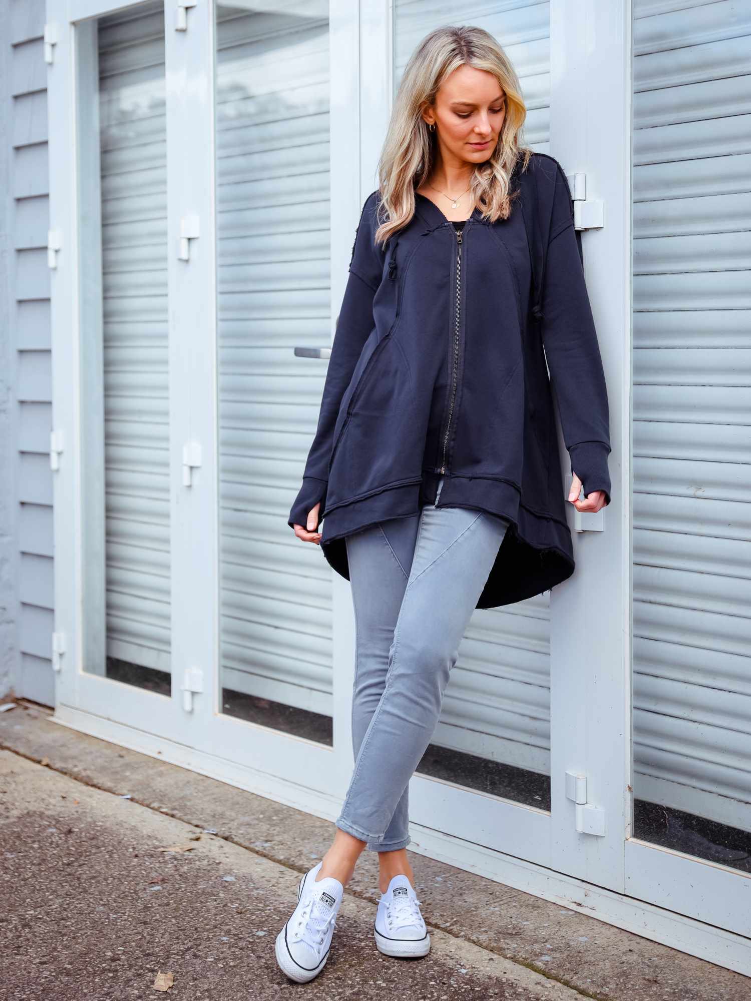 Charlie | Women's Oversized Hooded Zip Jacket – French Terry