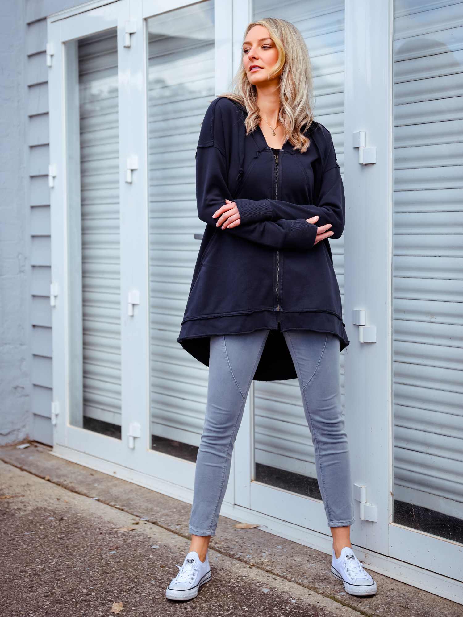 Charlie | Women's Oversized Hooded Zip Jacket – French Terry