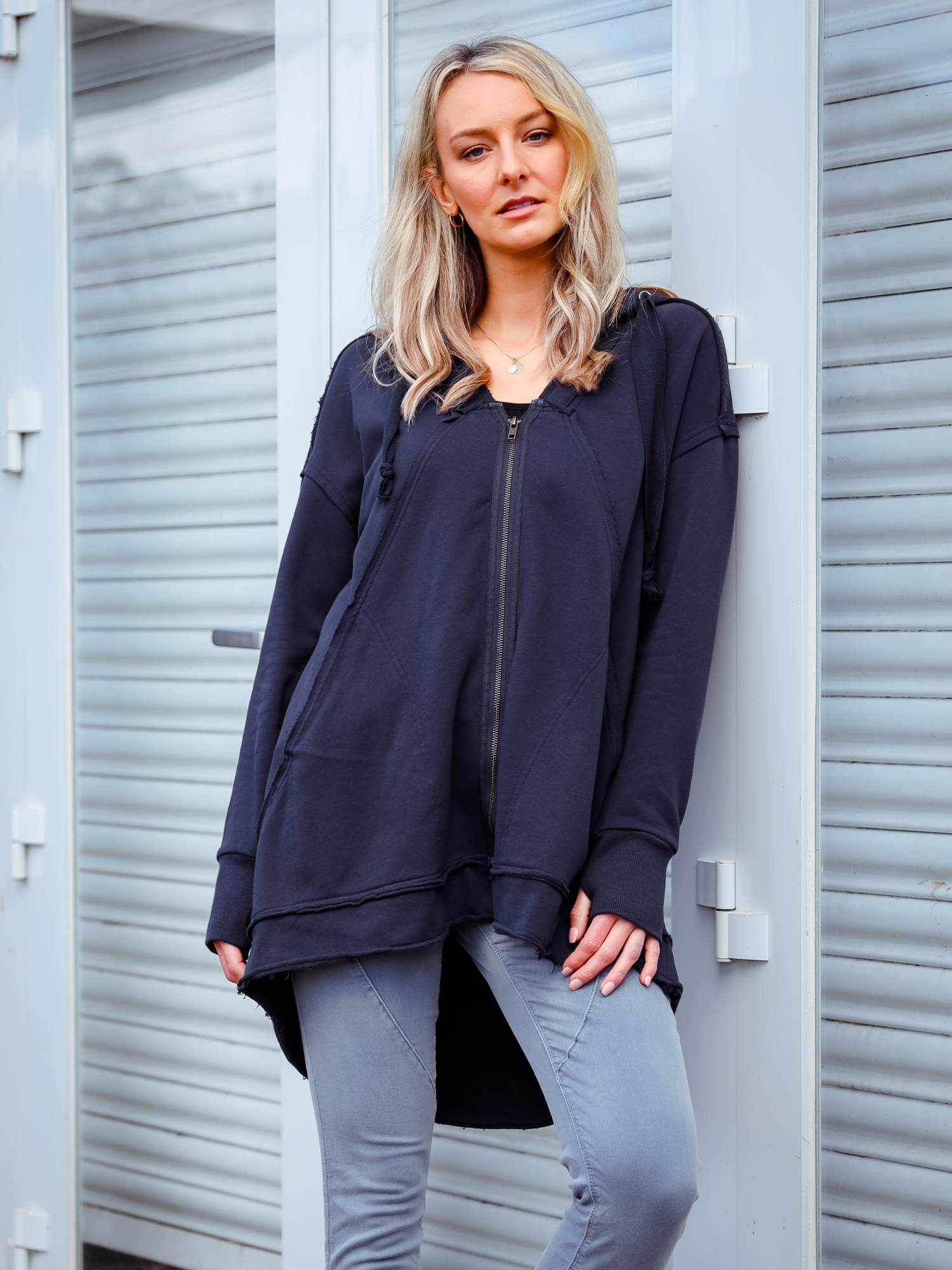Charlie | Women's Oversized Hooded Zip Jacket – French Terry
