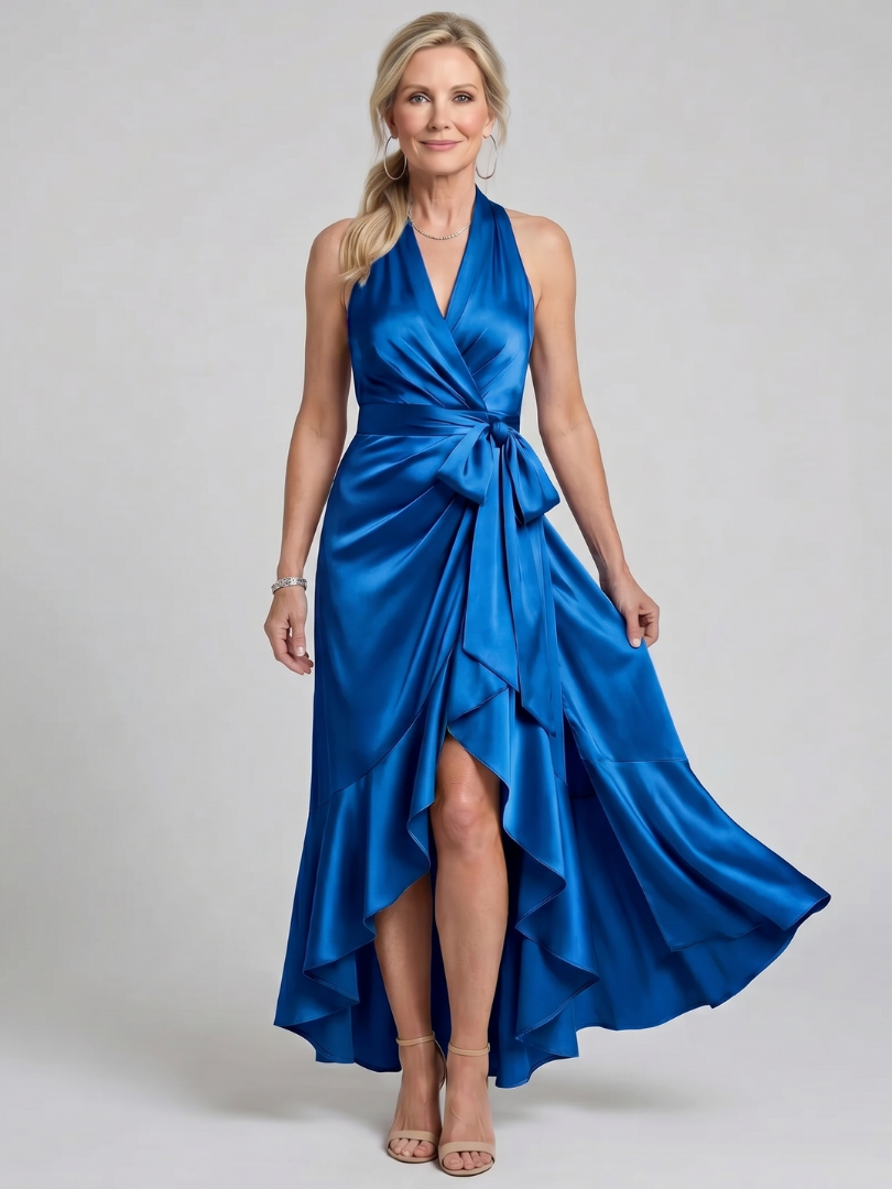 Auvelle | Robe Midi Asymétrique à Encolure Halter