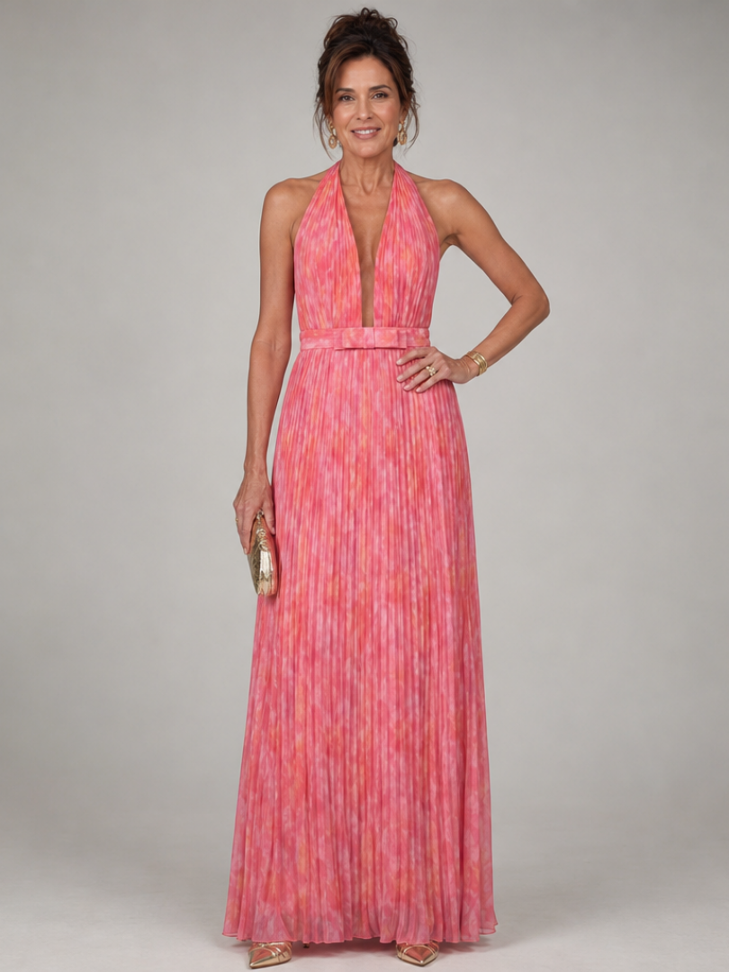 Auvelle | Robe Maxi à Encolure Halter et Plissée