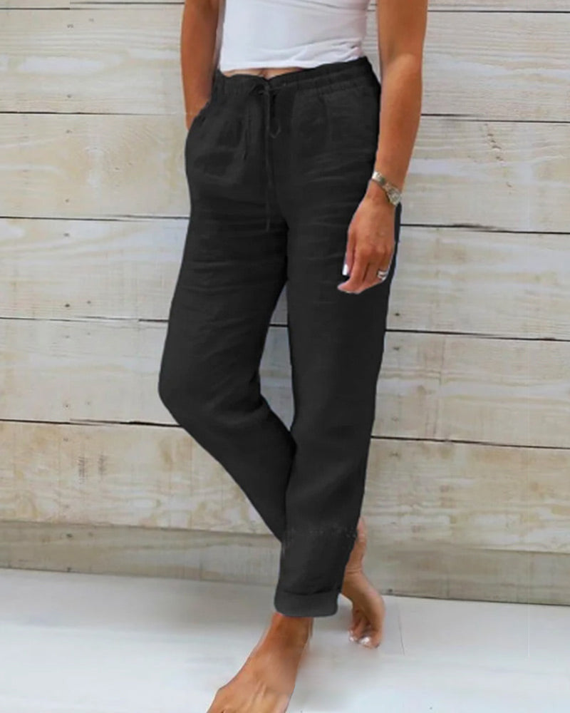 Laurent Atelier™ | Luxe Cotton-Linen Tailored Trousers