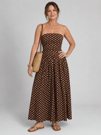 Auvelle | Robe Midi Sans Bretelles à Motif Pois