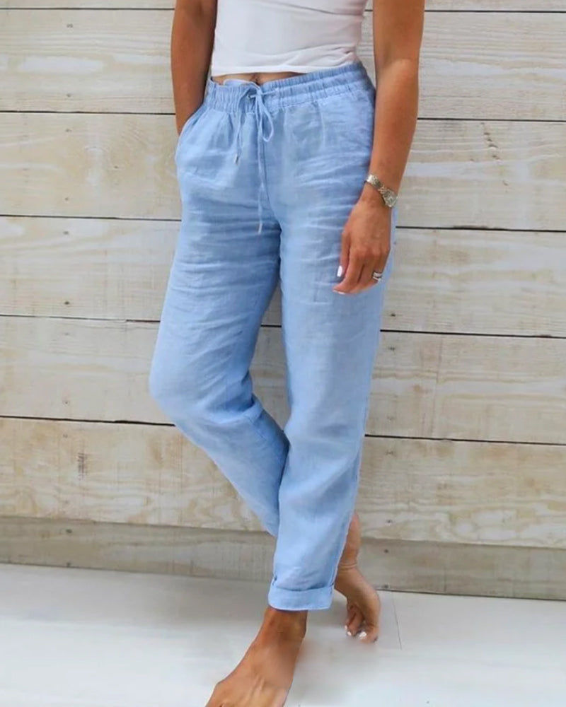 Laurent Atelier™ | Luxe Cotton-Linen Tailored Trousers