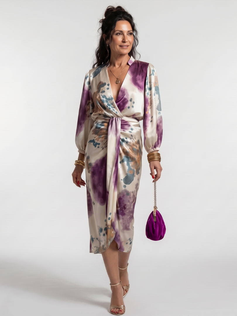 Auvelle | Robe midi imprimée avec lien à la taille