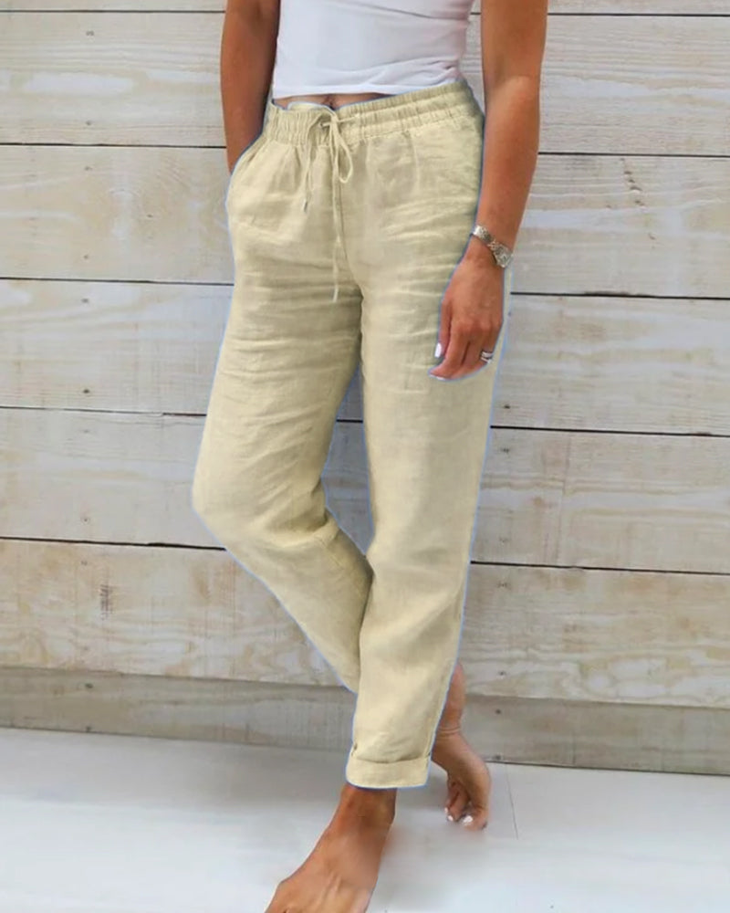 Laurent Atelier™ | Luxe Cotton-Linen Tailored Trousers
