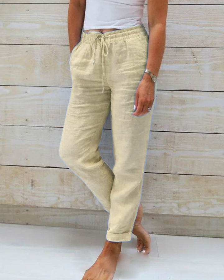 Laurent Atelier™ | Luxe Cotton-Linen Tailored Trousers