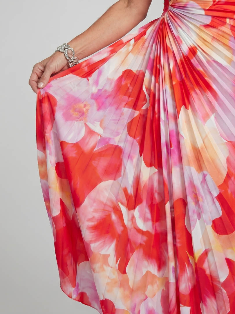 Auvelle | Robe Midi à Bretelle Unique avec Corsage Plissé