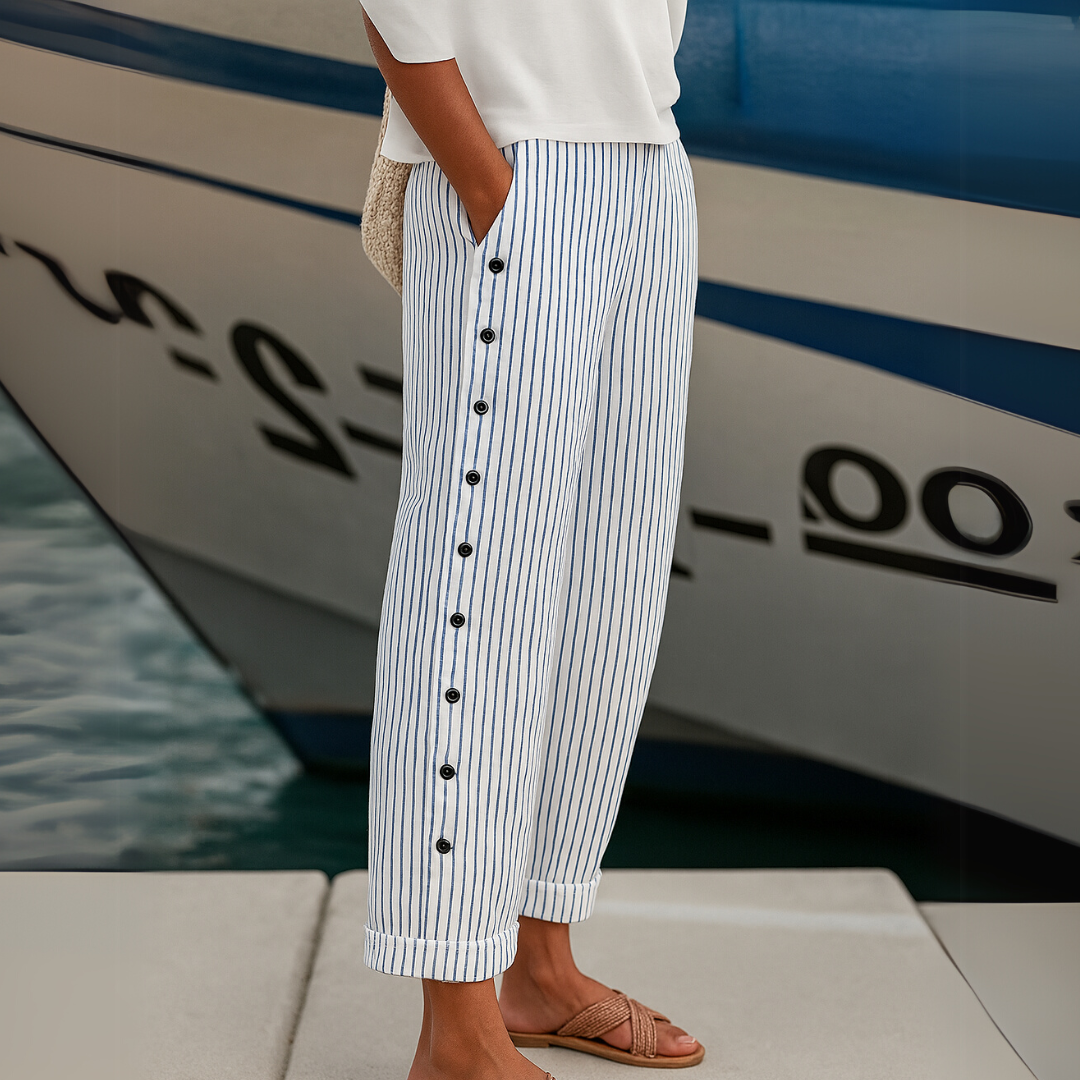 Laurent Atelier™ | Stylish Striped Button Pants